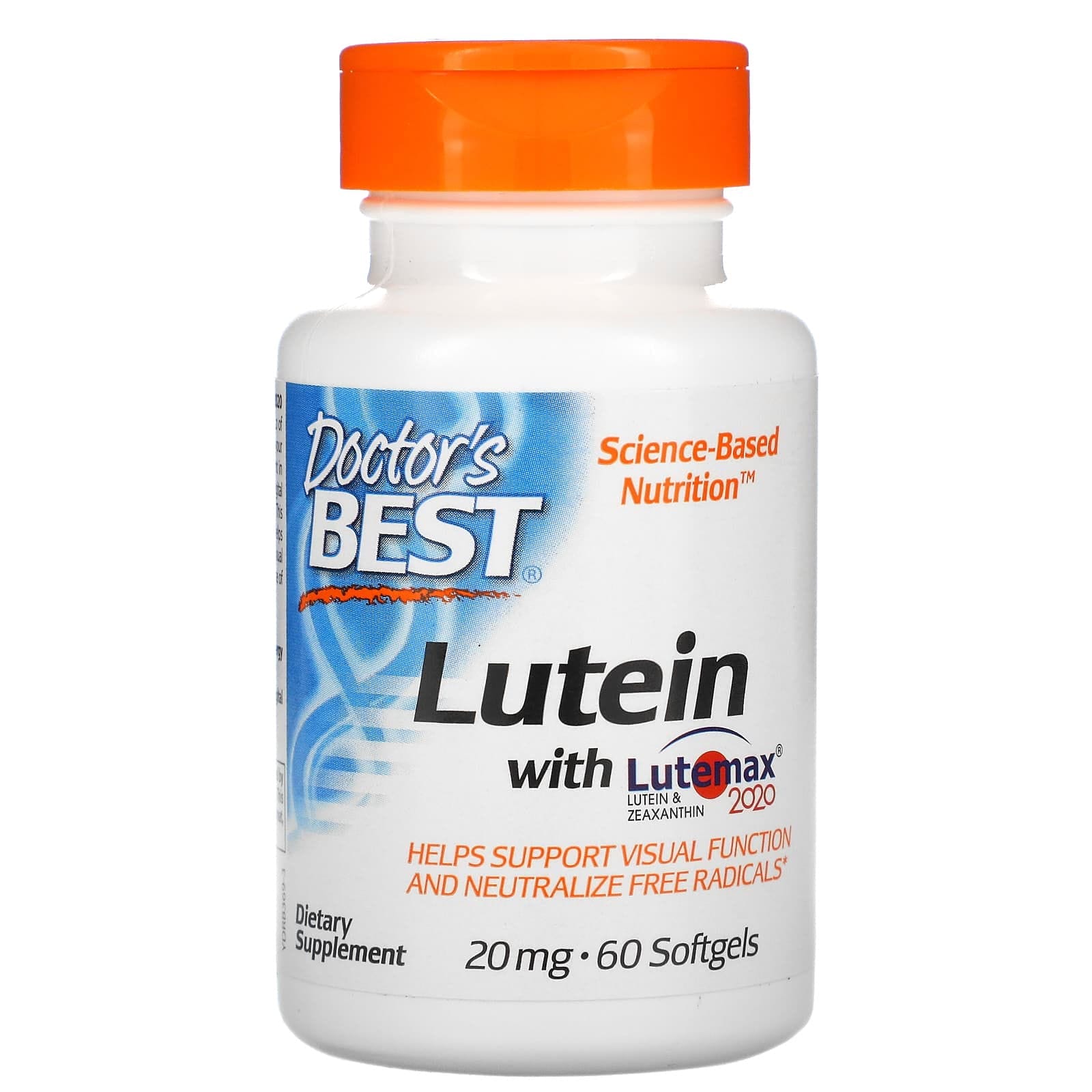 Doctor's Best, Luteína con Lutemax 2020, 20 mg, 60 cápsulas blandas