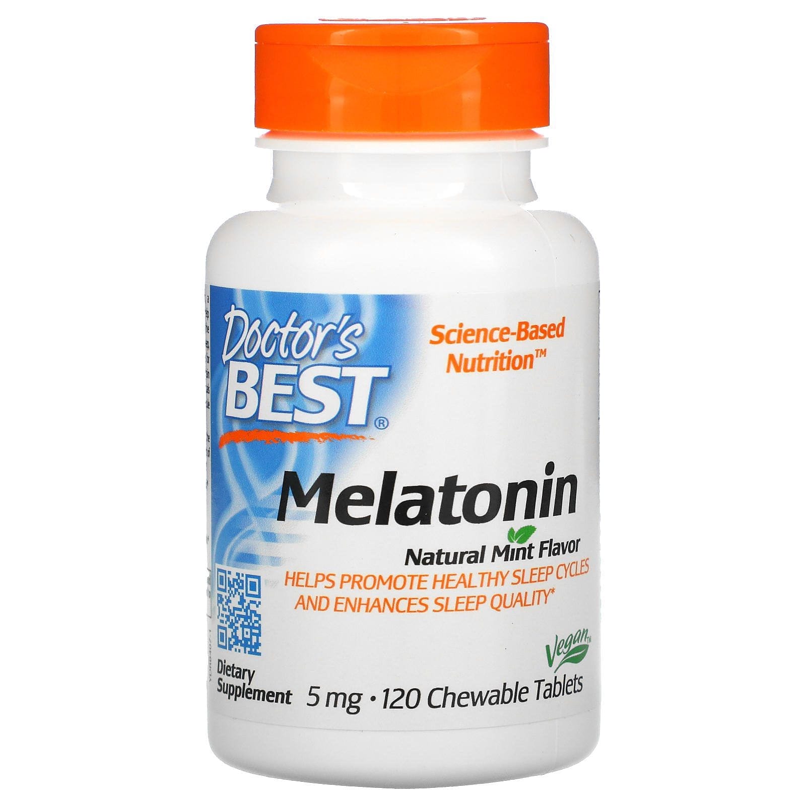 Doctor's Best, Melatonina, Sabor a Menta Natural, 5 mg, 120 Tabletas Masticables