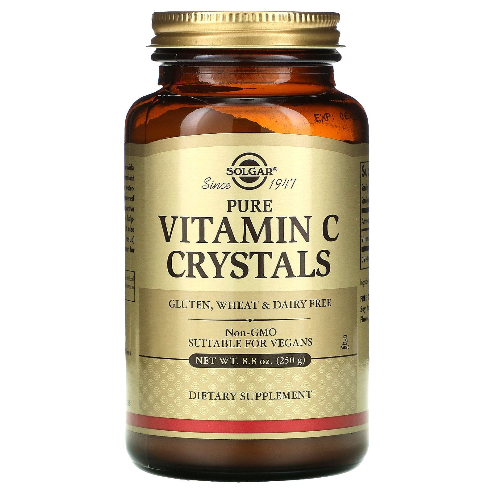Solgar, Cristales de vitamina C pura, 250 g (8,8 oz)