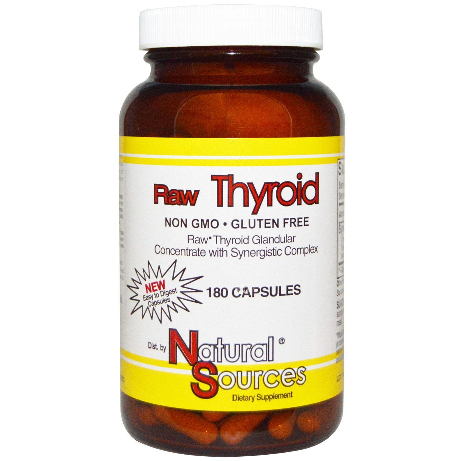 Natural Sources, Concentrado glandular de tiroides cruda, 180 cápsulas