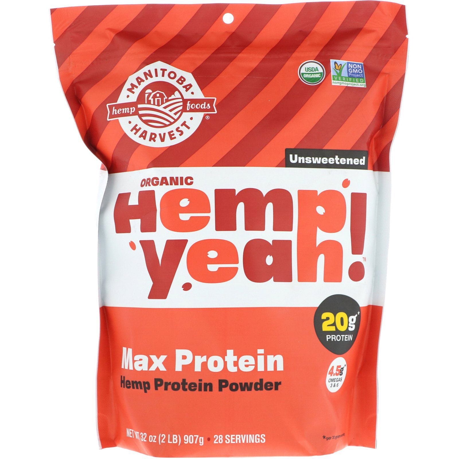 Manitoba Harvest, Organic, Hemp Yeah!, Protein Powder, Max Protein, Unsweetened, 32 oz (907 g)