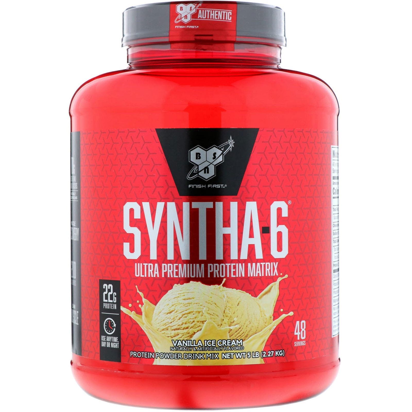 BSN, Syntha-6, mezcla proteínica en polvo para bebida, helado de vainilla, 5.0 lbs (2.27 kg)
