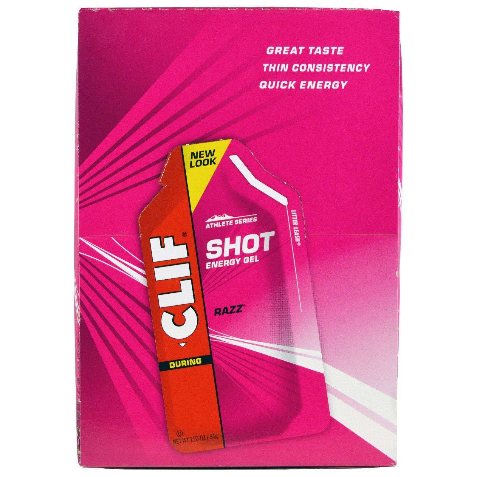 Clif Bar, Shot, Gel Energizante, Razz, 24 paquetes, 1.20 oz (34 g) cada uno