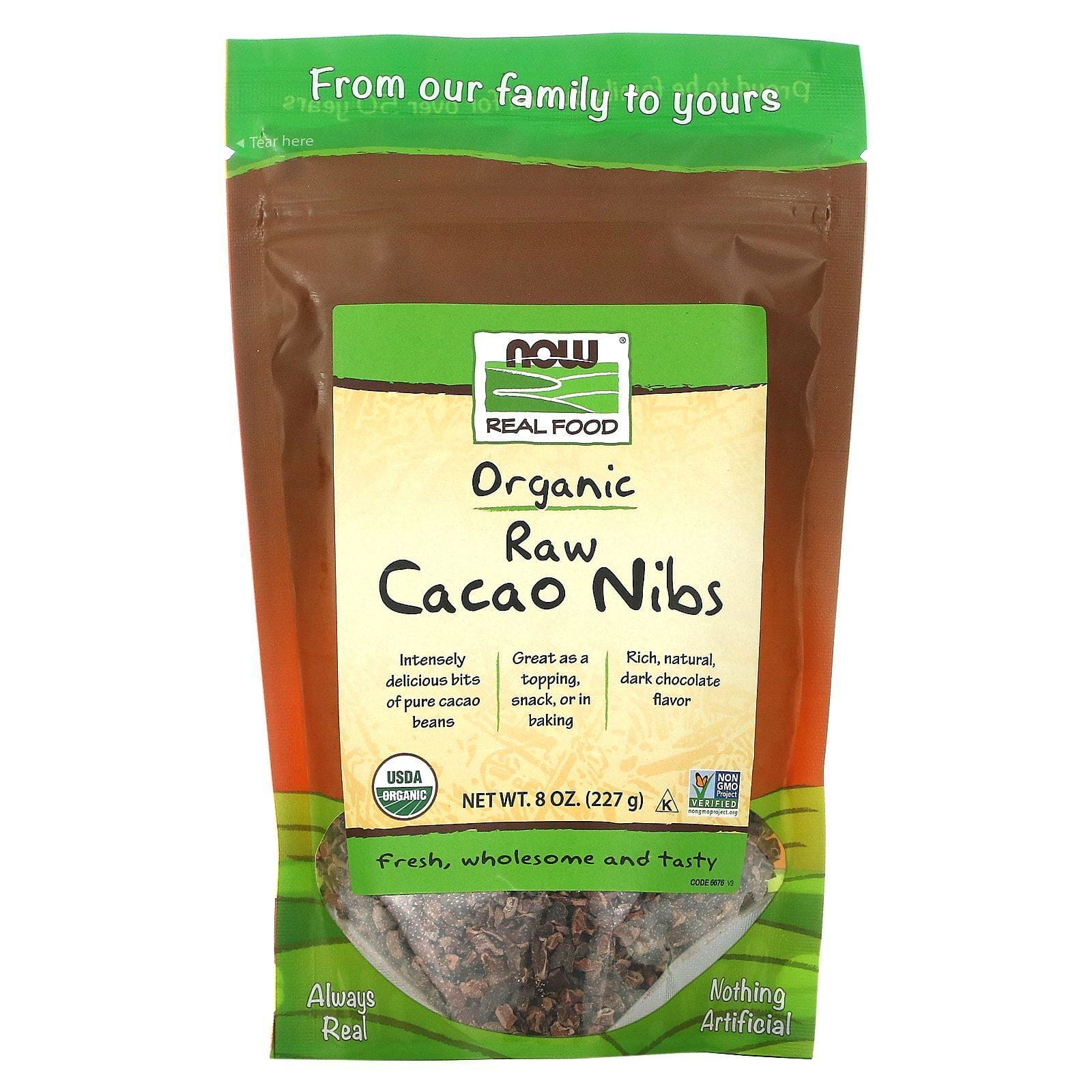 Now Foods, Trocitos de cacao orgánico crudo, 227 g (8 oz)