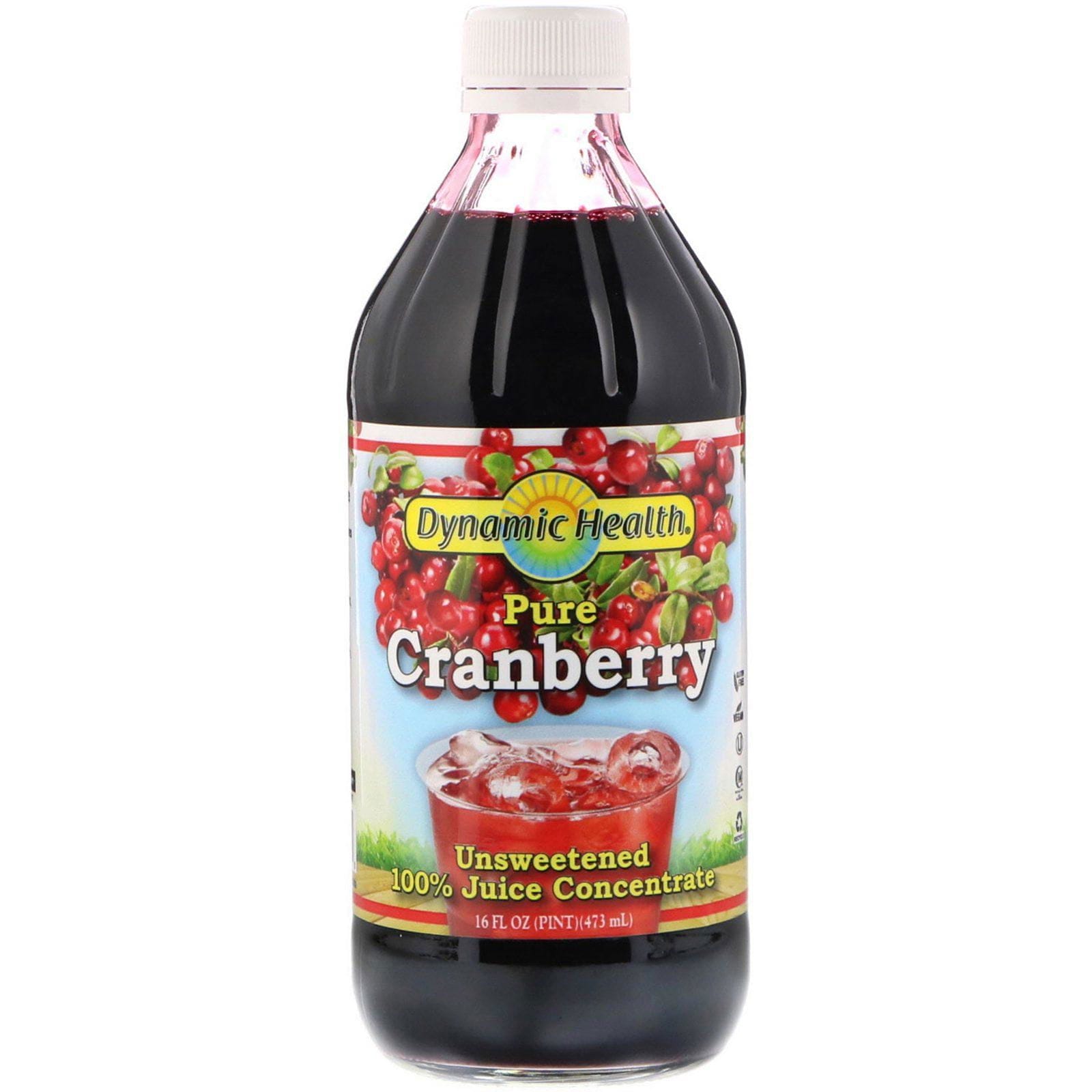 Dynamic Health Laboratories, Cranberry Puro, 100 % Jugo concentrado, Sin endulzar, 473 ml (16 fl oz)