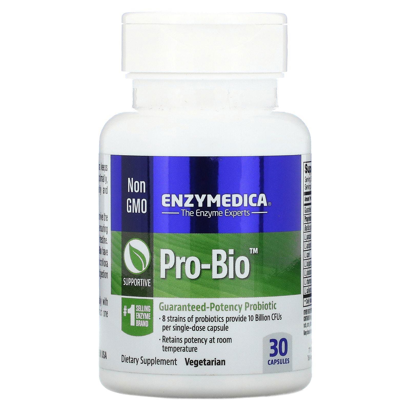 Enzymedica, Pro Bio, Probiótico de potencia garantizada, 30 cápsulas