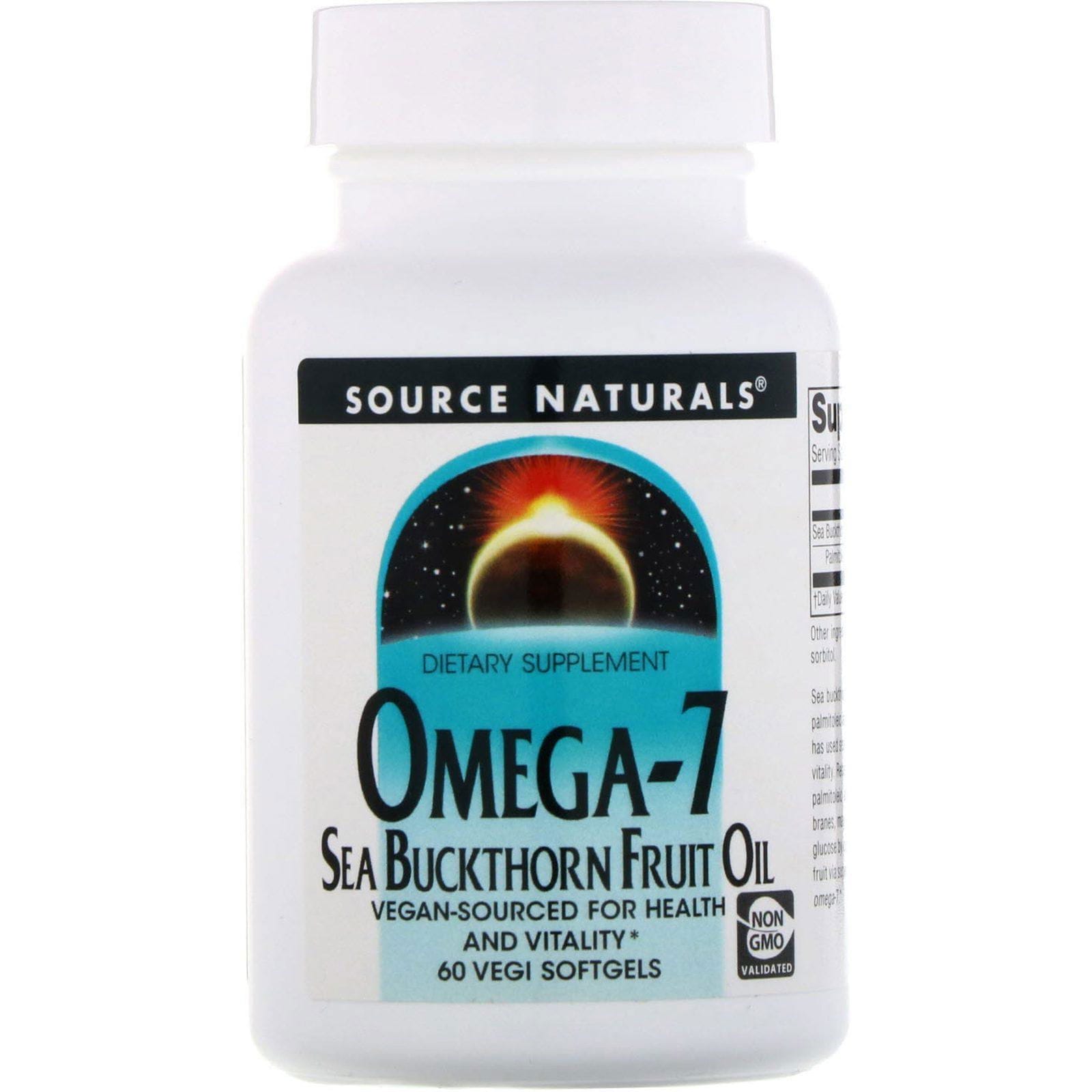Source Naturals, Omega-7, aceite de fruta de espino cerval, 60 cápsulas vegetarianas