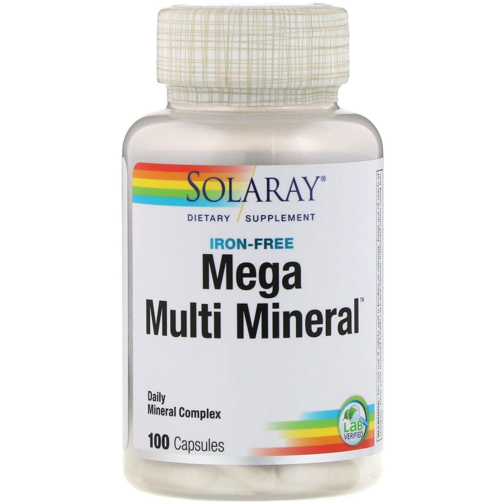 Solaray, Mega Multi Mineral, sin hierro, 100 cápsulas