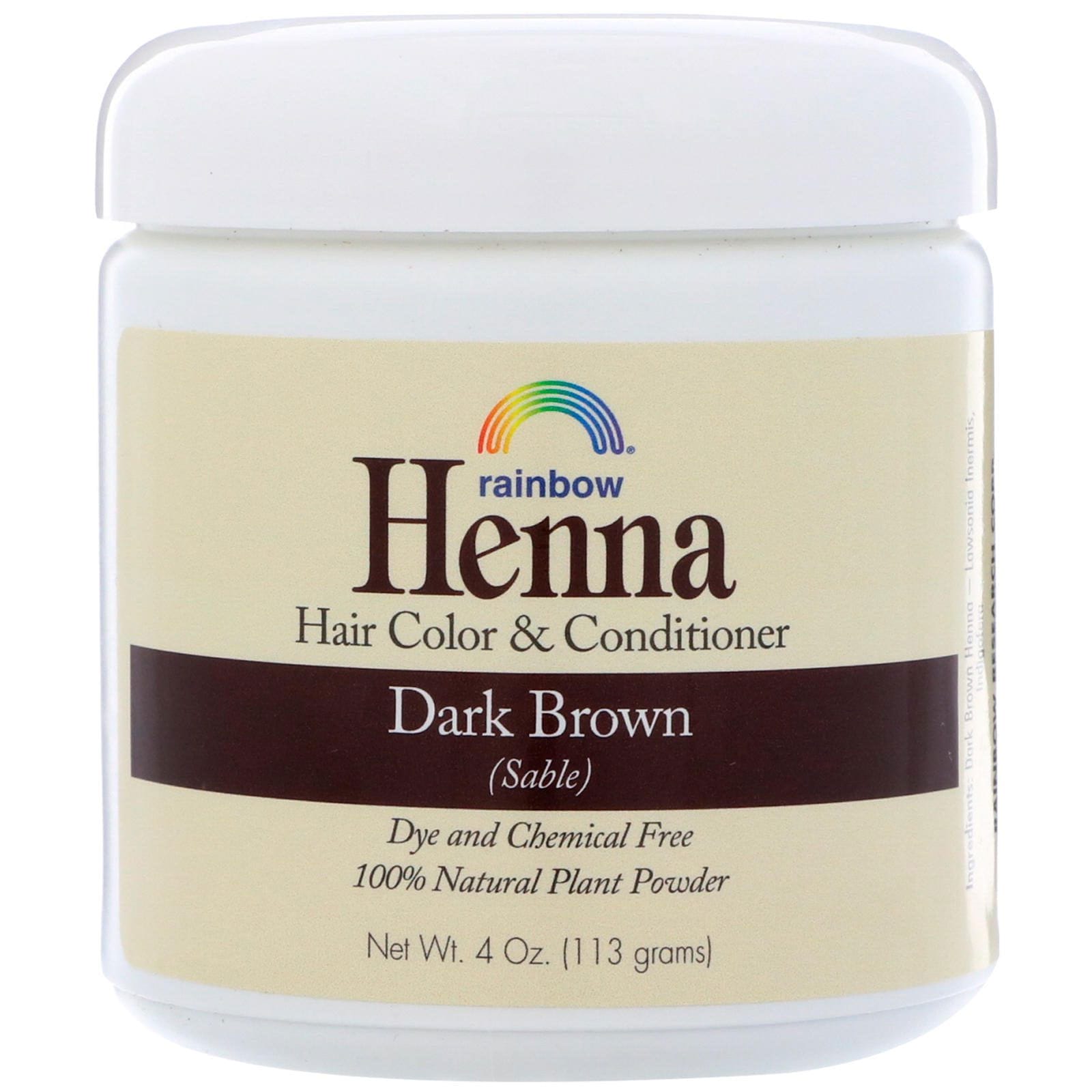 Rainbow Research, Henna, acondicionador y color para el cabello, marrón oscuro (sable), 4 oz (113 g)