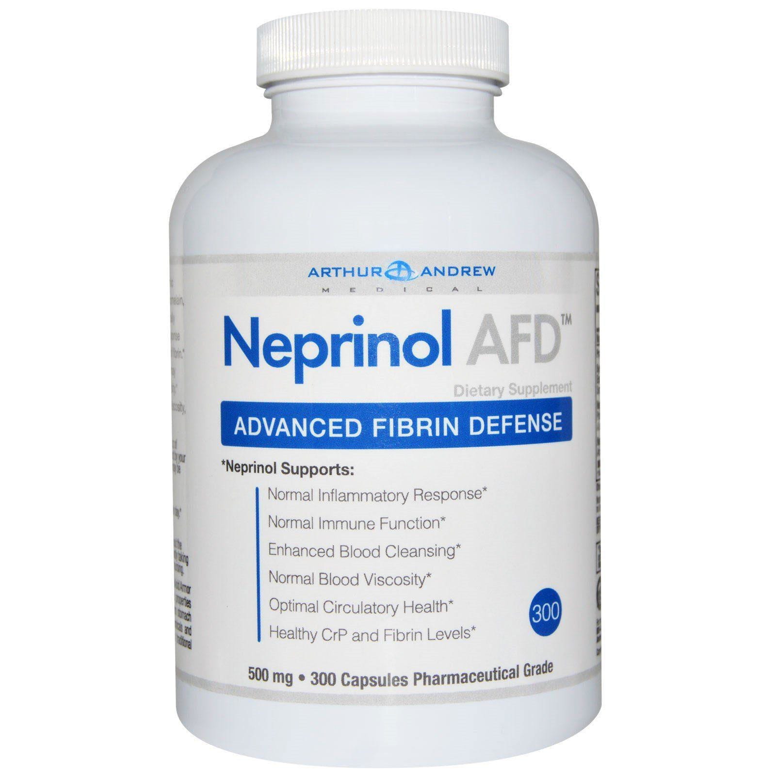Arthur Andrew Medical, NEPRINOL®AFD, defensa fibrina avanzada, 500 mg, 300 cápsulas