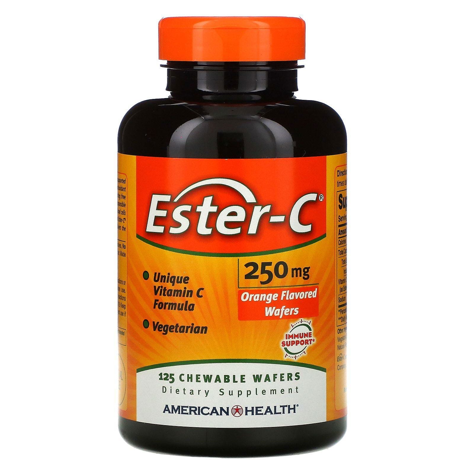 American Health, Ester-C, Sabor Naranja, 250 mg, 125 Obleas Masticables
