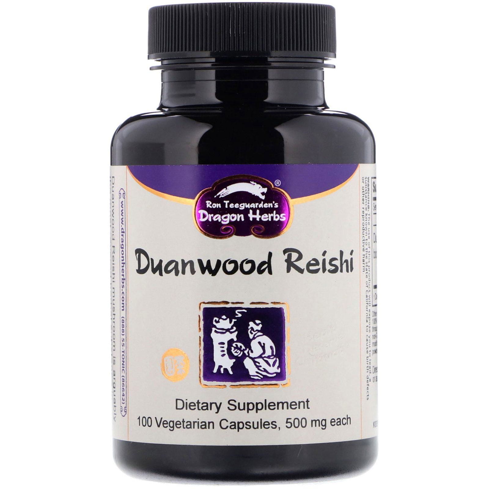 Dragon Herbs, Duanwood Reishi, 500 mg, 100 cápsulas vegetarianas
