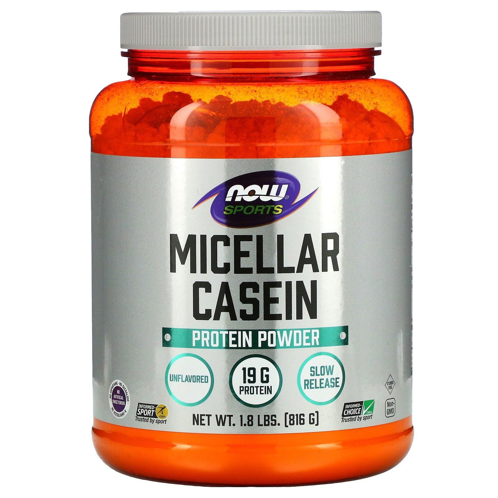 Now Foods, Deportes, Caseína micelar, Instantánea, Sin sabor natural, 816 g (1,8 lb)