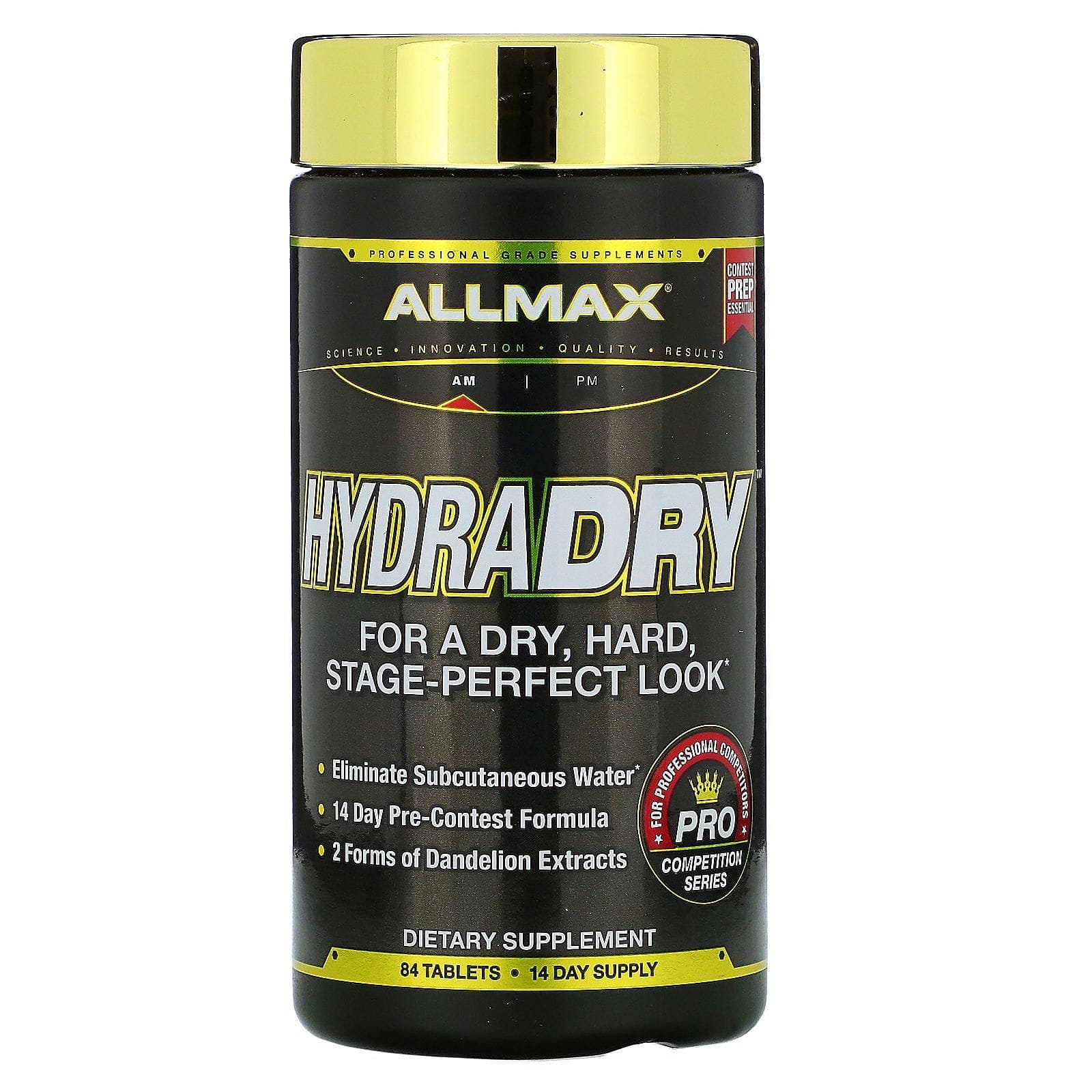 ALLMAX Nutrition, HydraDry, Diuretico ultrapotente + Estabilizador de electrolitos, 84 Tabletas