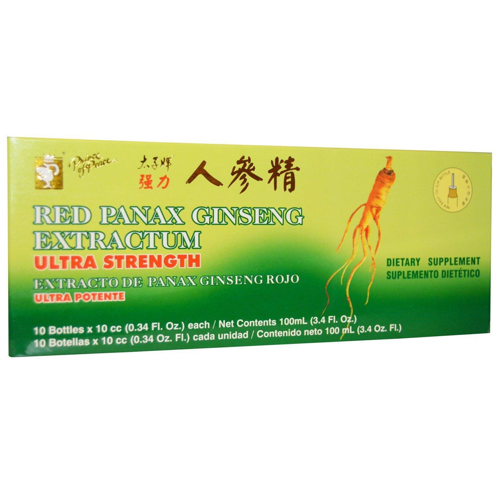 Prince of Peace, Extracto de Panax ginseng rojo, ultra fuerte, 10 frascos, 0.34 fl oz (10 cc) cada uno