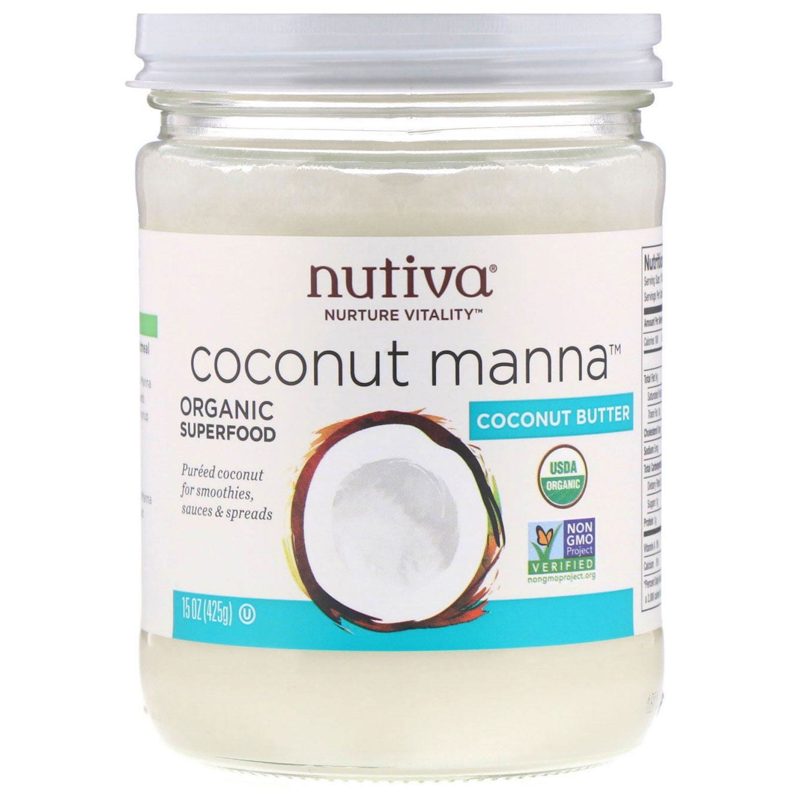 Nutiva, Orgánico, Maná de Coco, Puré de coco, 15 oz (425 g)