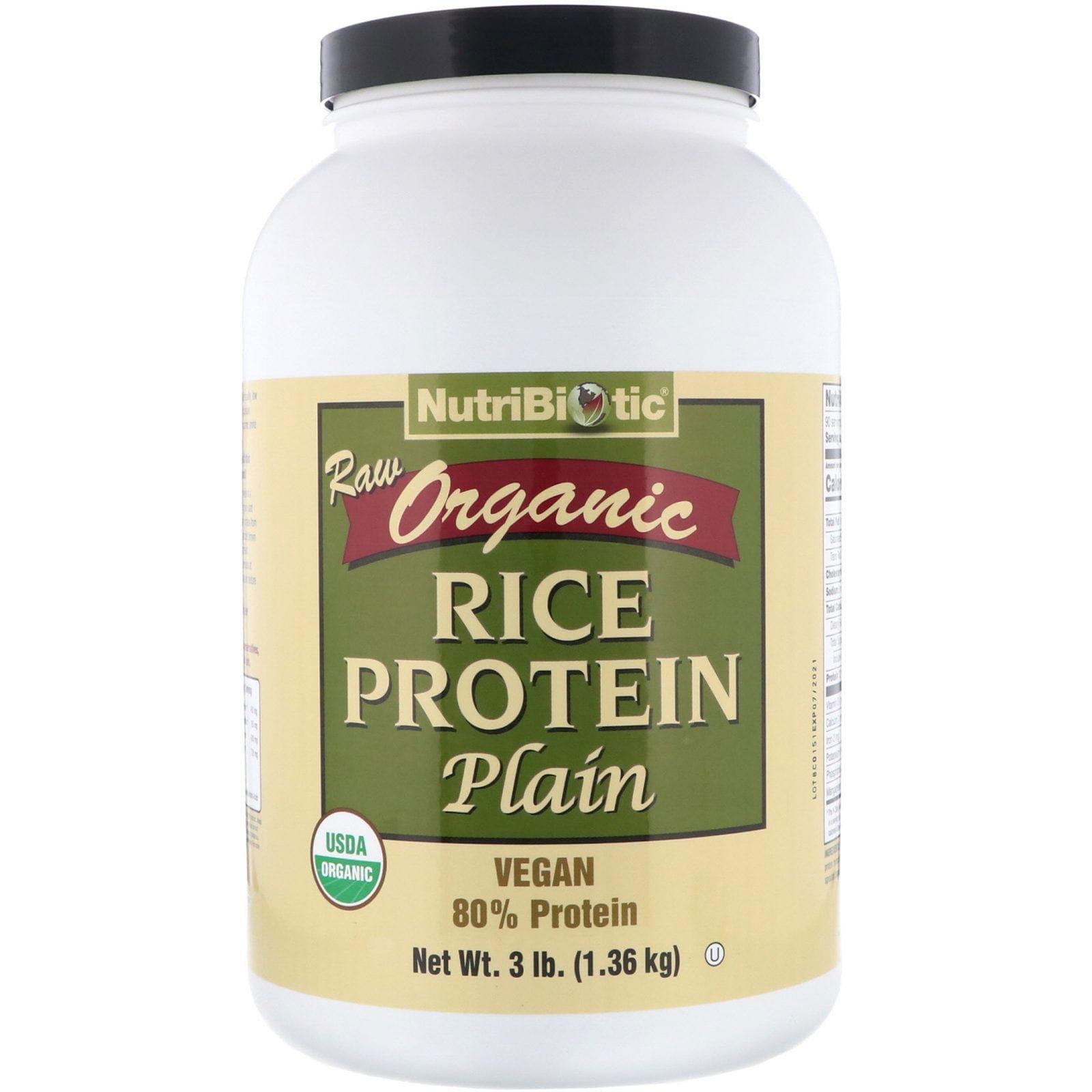 NutriBiotic, Proteína de Arroz Orgánica Cruda, Sola, 3 lbs (1.36 kg)