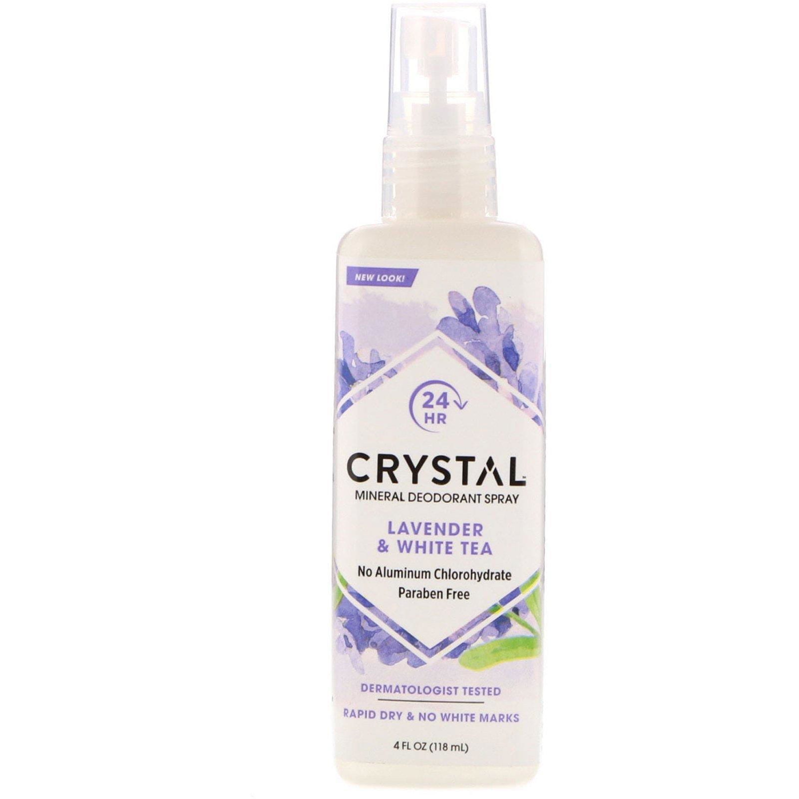 Crystal Body Deodorant, Rocío desodorante mineral, lavanda y té blanco, 4 onzas líquidas (118 ml)