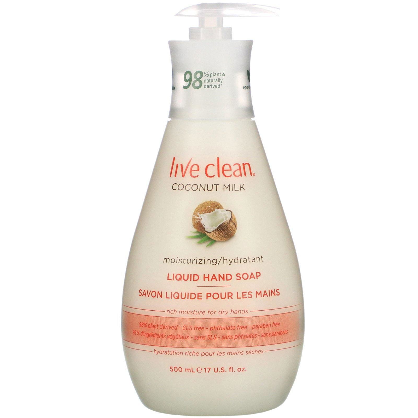 Live Clean, Jabón líquido humectante para manos, leche de coco, 17 fl oz (500 ml)