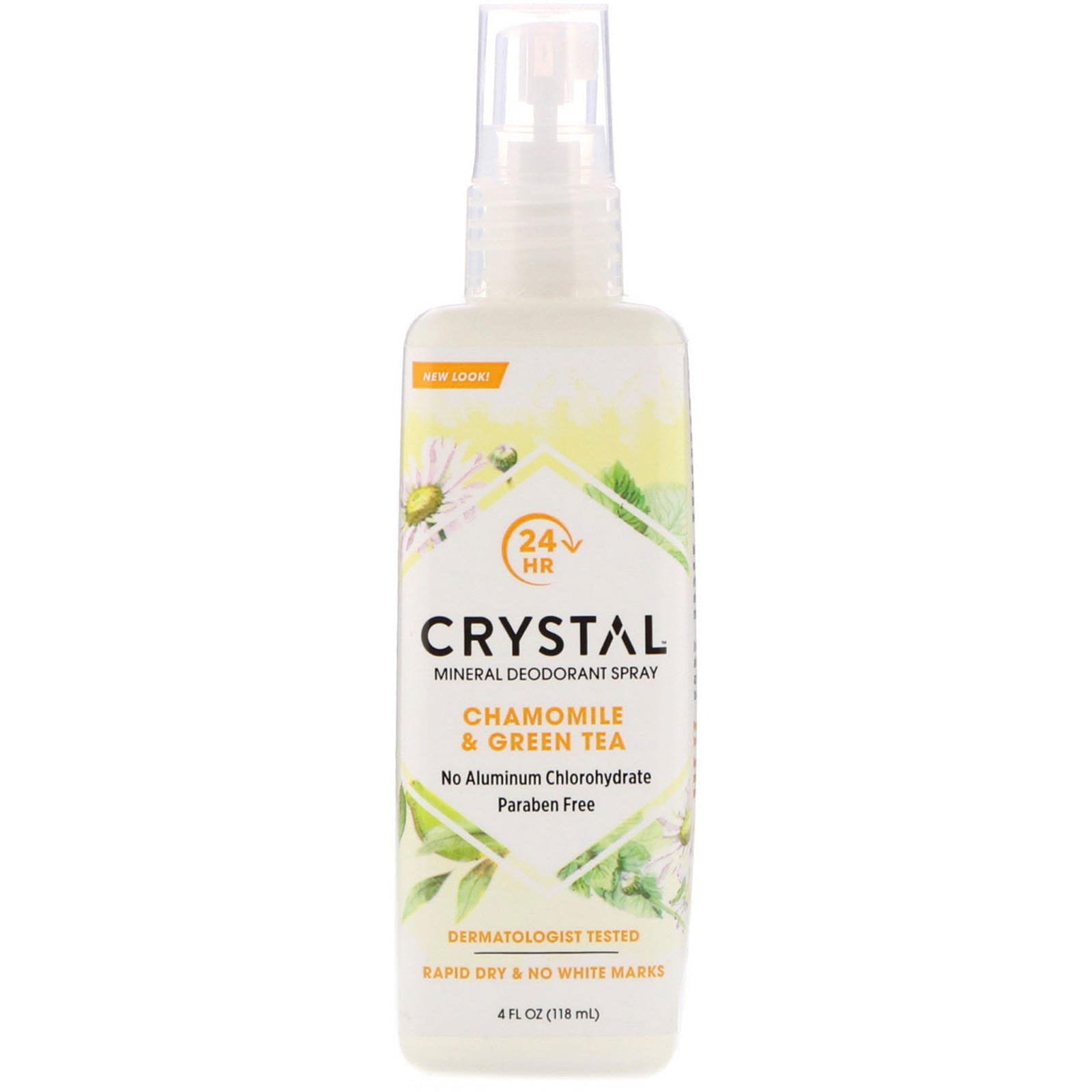 Crystal Body Deodorant, Desodorante mineral en aerosol, manzanilla y té verde, 4 fl oz (118 ml)
