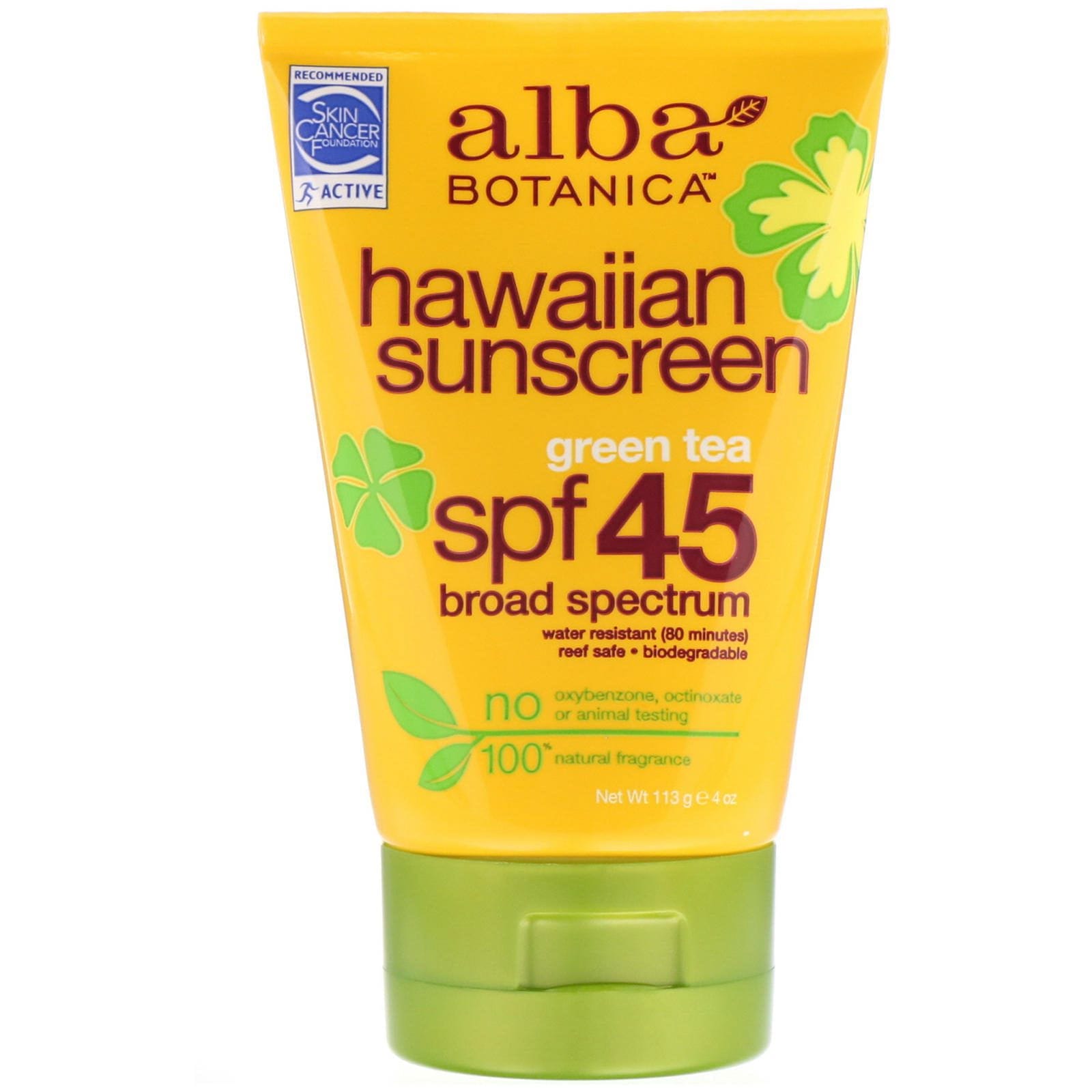 Alba Botanica, Protector solar de Hawai, SPF 45, 4 oz (113 g)