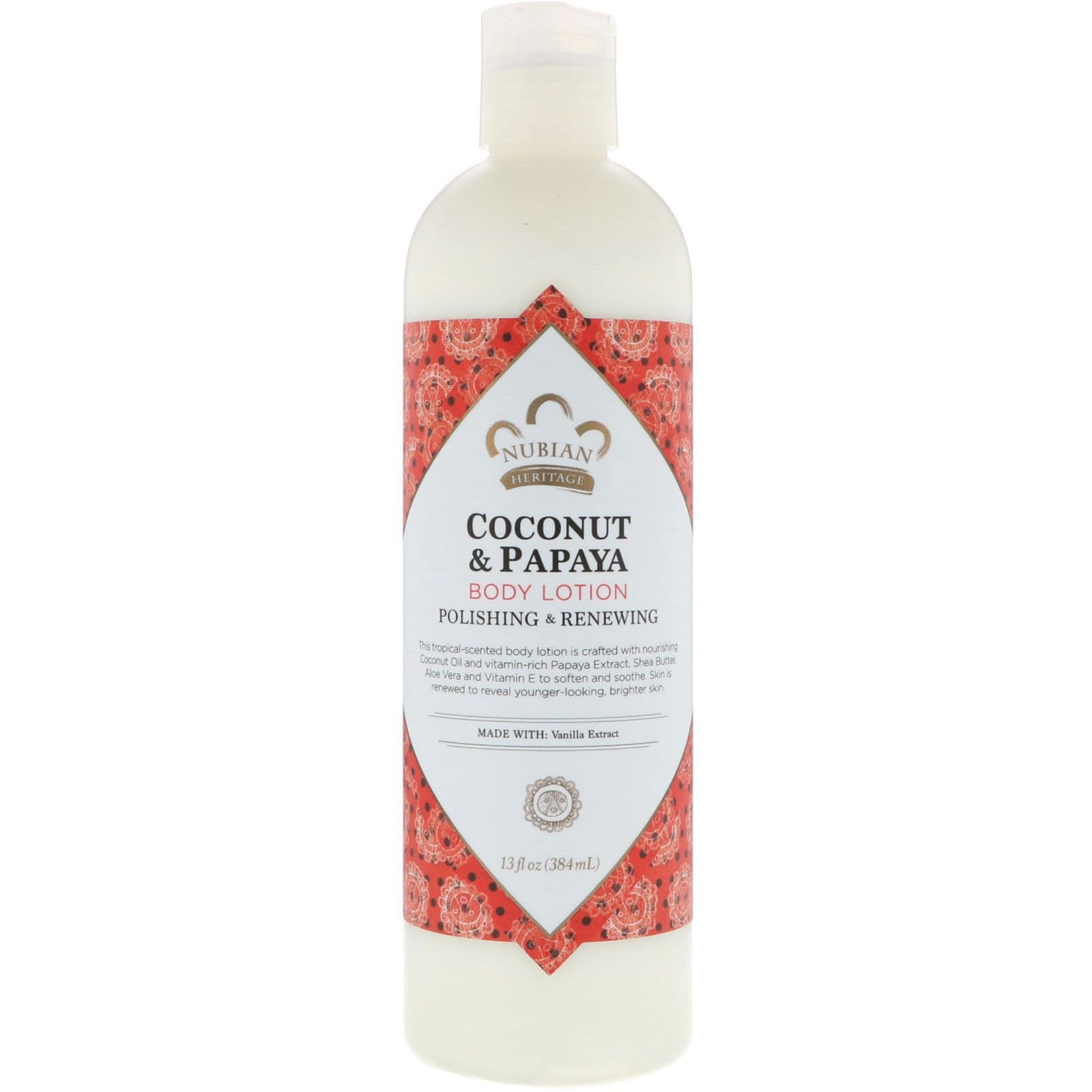 Nubian Heritage, Loción corporal, Coco & Papaya, 13 fl oz (384 ml)