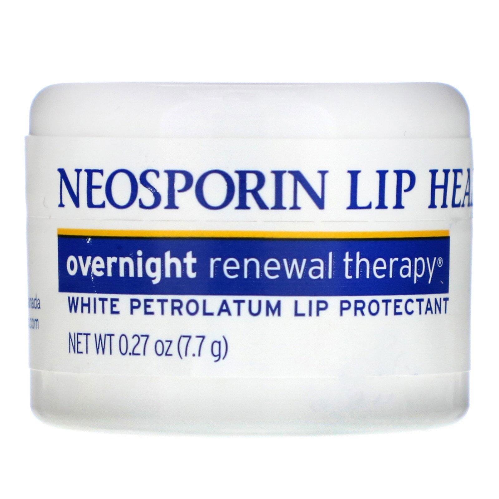 Neosporin, Terapia de renovación durante la noche, Vaselina protectora de labios blanca, 0.27 oz (7.7 g)