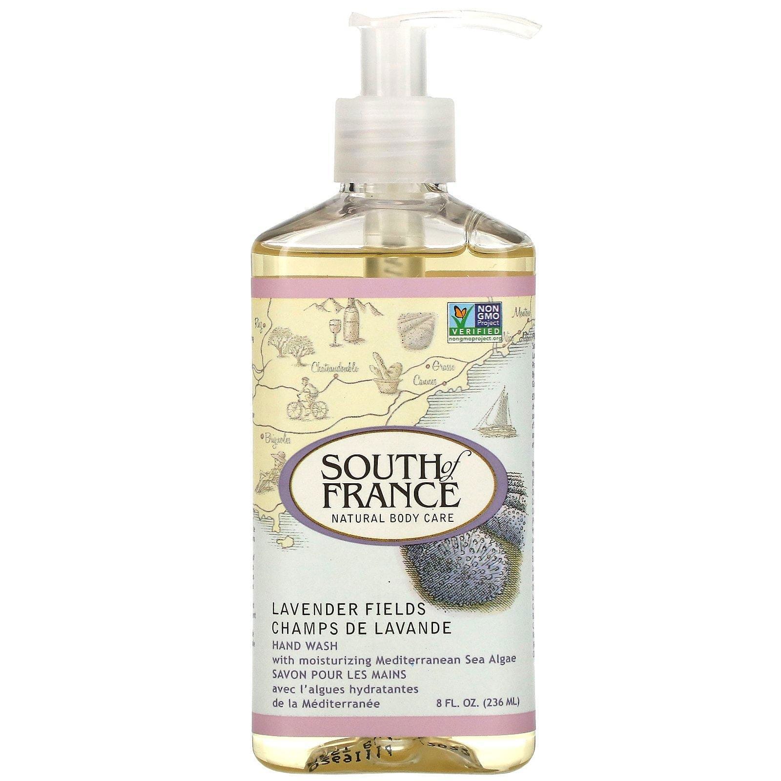 South of France, Jabón de Manos con Calmante Aloe Vera, Lavender Fields (Campos de Lavanda), 8 onzas (236 ml)