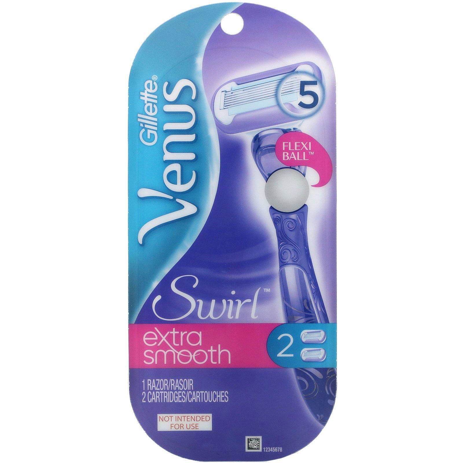 Gillette, Afeitadora Venus, Swirl, Extrasuave, 1 afeitadora y 2 cartuchos