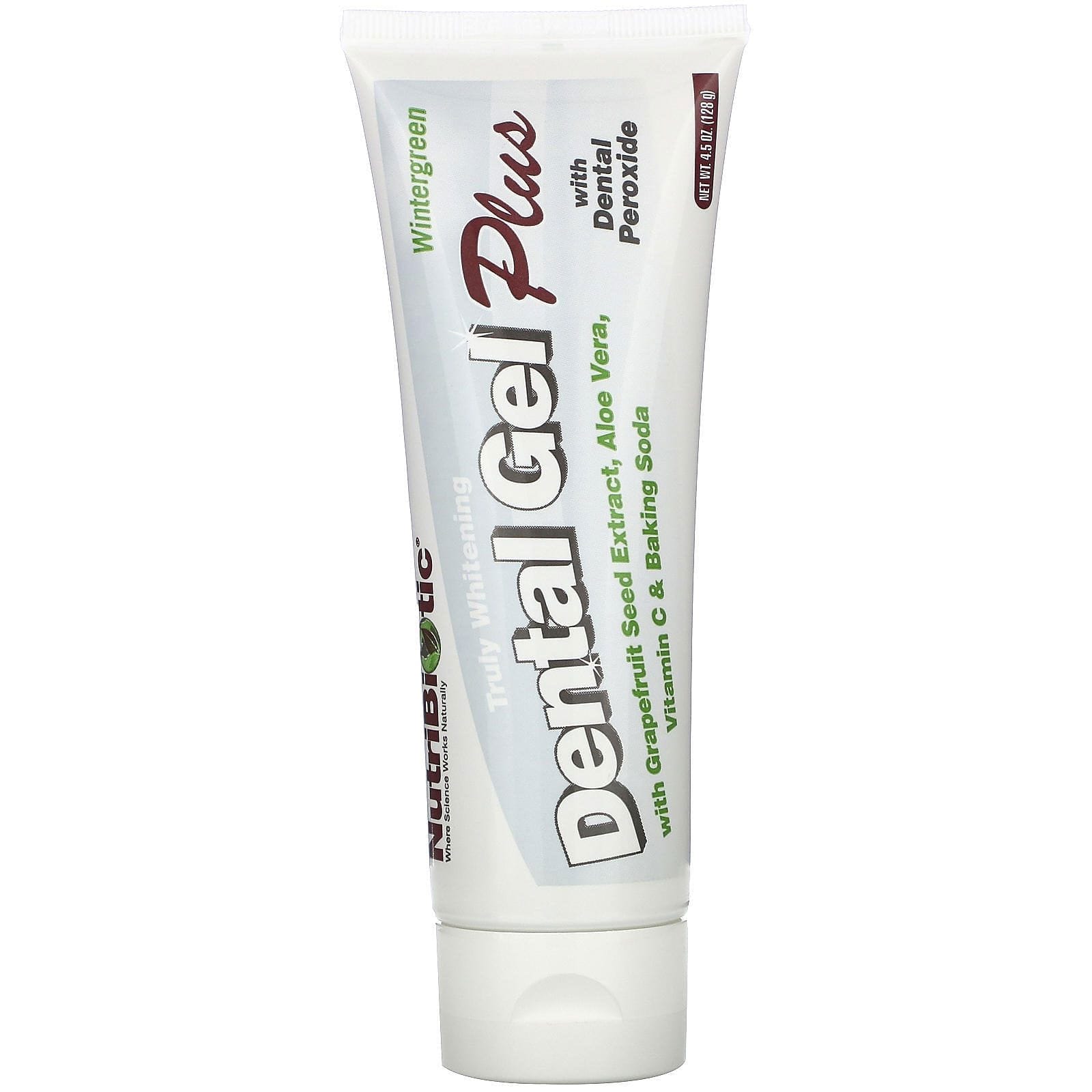 NutriBiotic, Gel dental Plus, Verdaderamente blanqueador, Gaulteria, 4,5 oz (128 g)