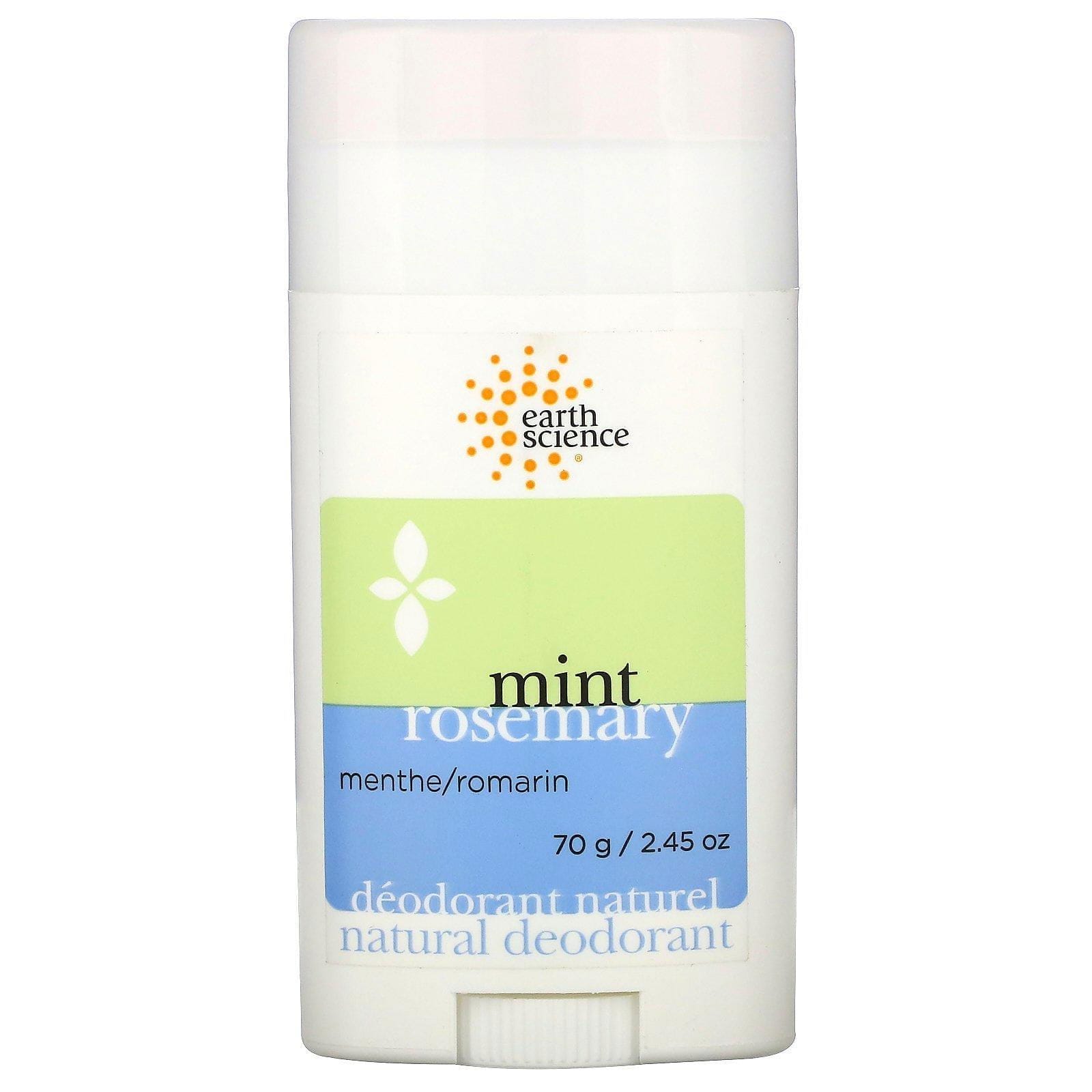 Earth Science, Desodorante natural, romero y menta, 2,45 oz (70 g)