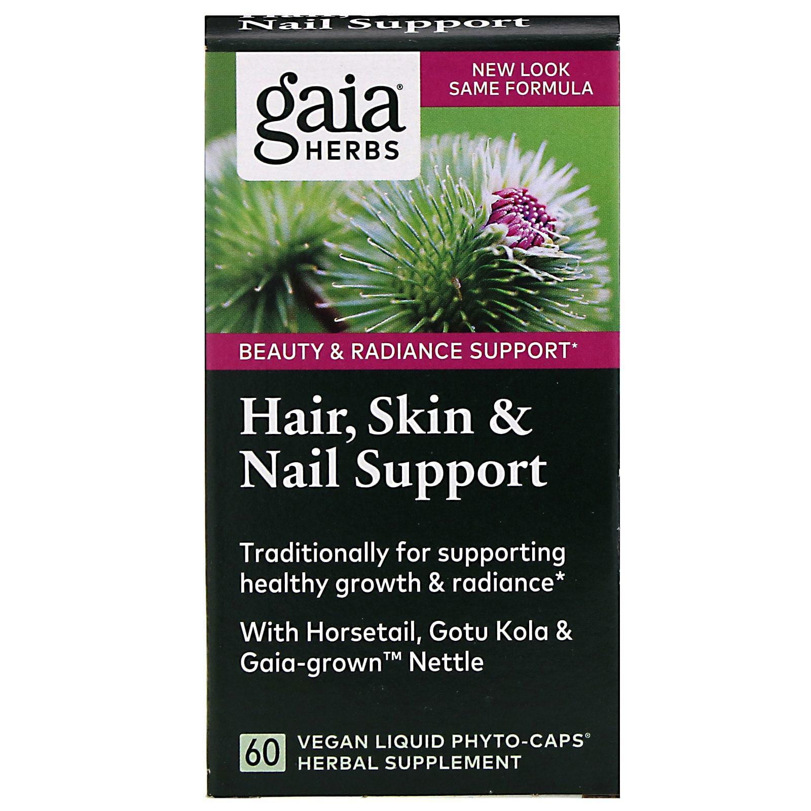 Gaia Herbs, Suplemento para promover la salud del cabello, la piel y las uñas, 60 cápsulas Liquid Phyto-Caps veganas