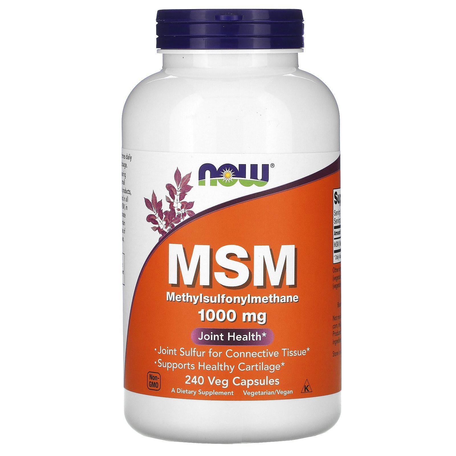 Now Foods, MSM, Metilsulfonilmetano, 1000 mg, 240 cápsulas vegetales