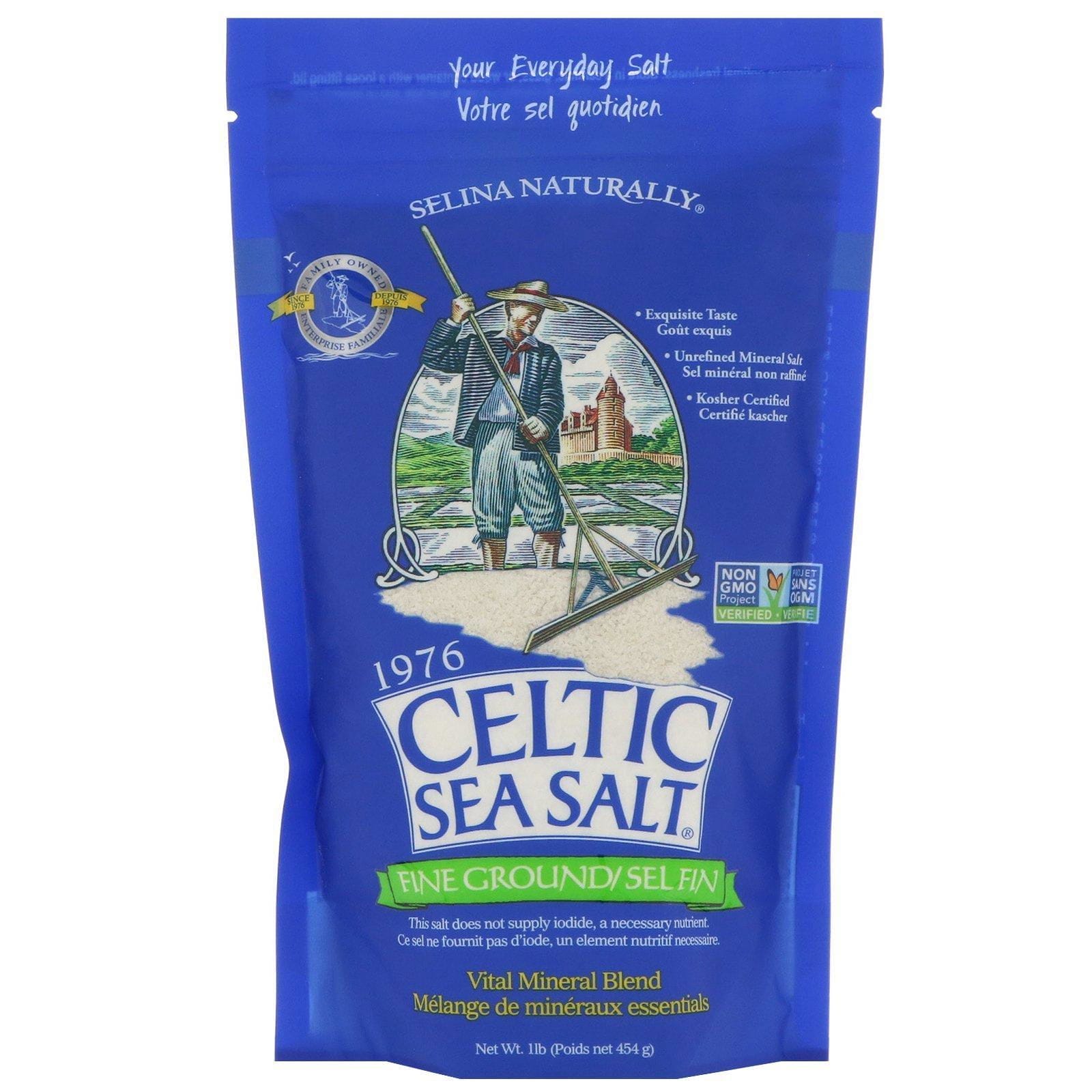 Celtic Sea Salt, Molido fino, mezcla mineral vital, 1 lb (454 g)