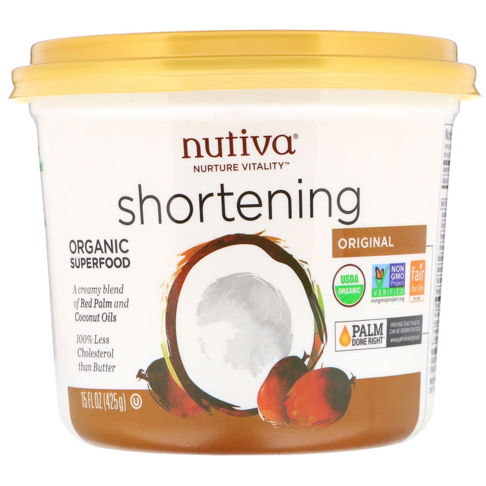 Nutiva, Manteca vegetal orgánica, Original, Aceites de palma roja y coco, 425 g (15 oz)