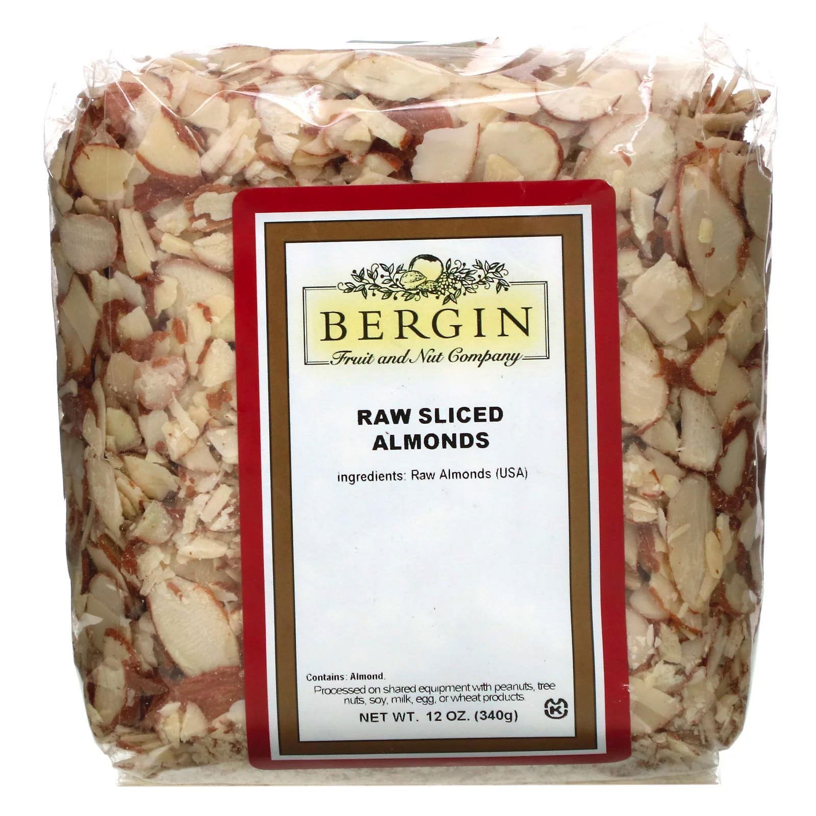 Bergin Fruit and Nut Company, Almendras crudas rebanadas, 12 oz (340 g)