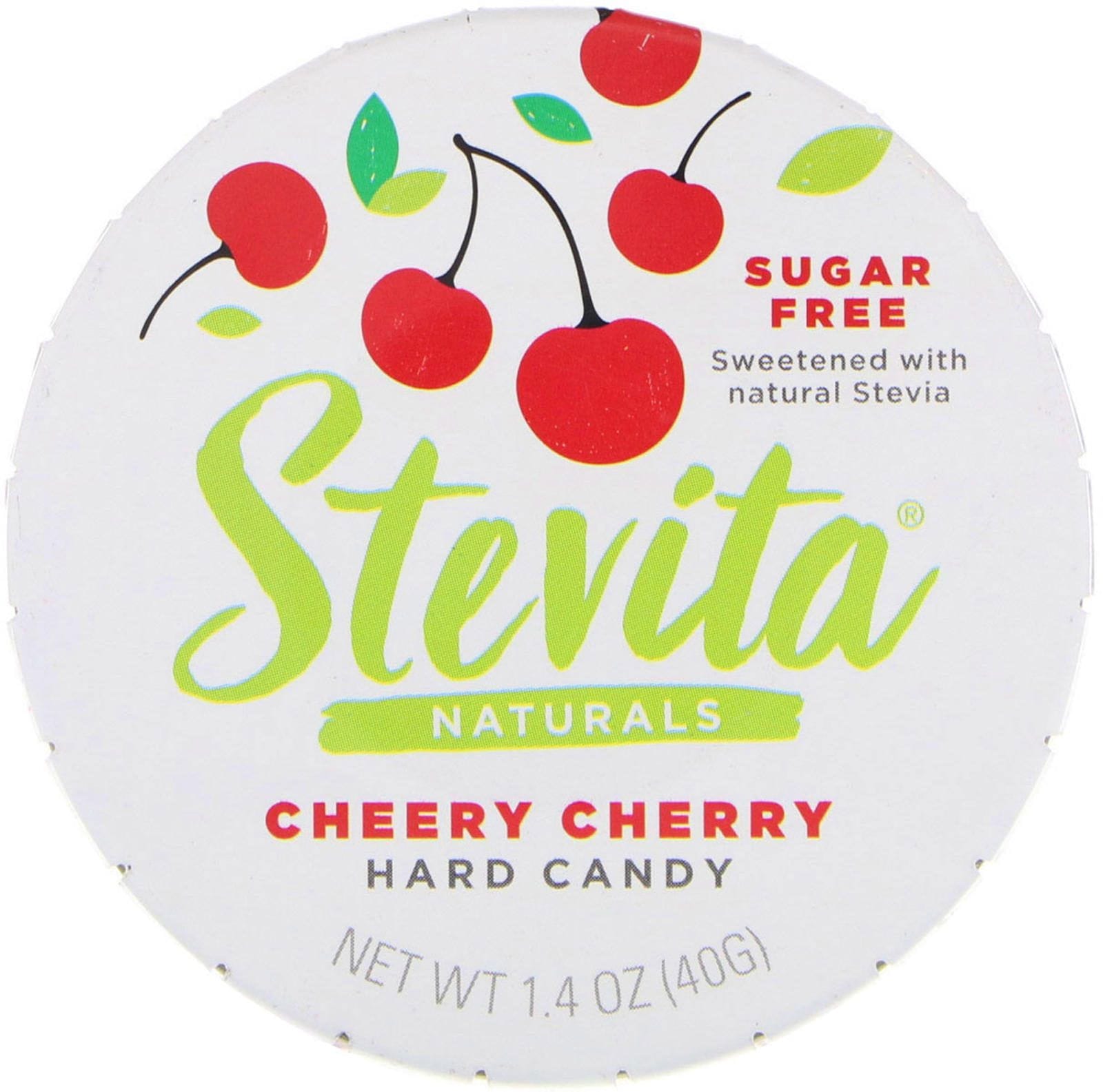 Stevita, Productos naturales, caramelos duros sin azúcar, cereza alegre, 1.4 oz (40 g)