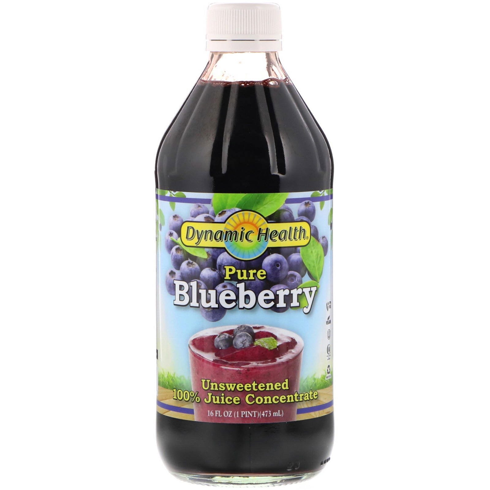 Dynamic Health Laboratories, Pure Blueberry, 100% Juice Concentrate, Unsweetened, 16 fl oz (473 ml)