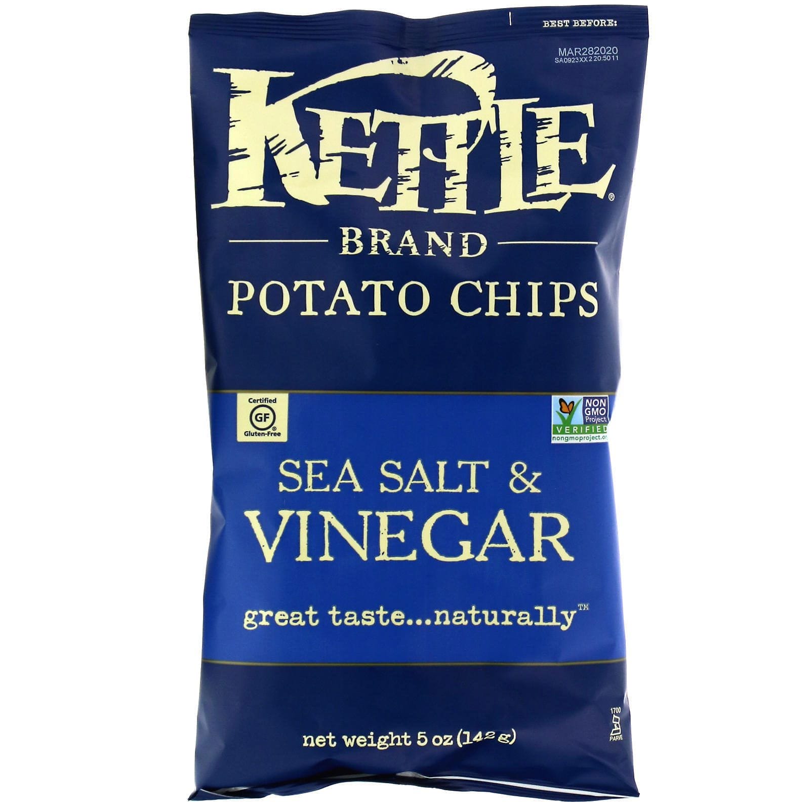 Kettle Foods, Papas de copetín, sal marína y vinagre, 5 oz (142 g)