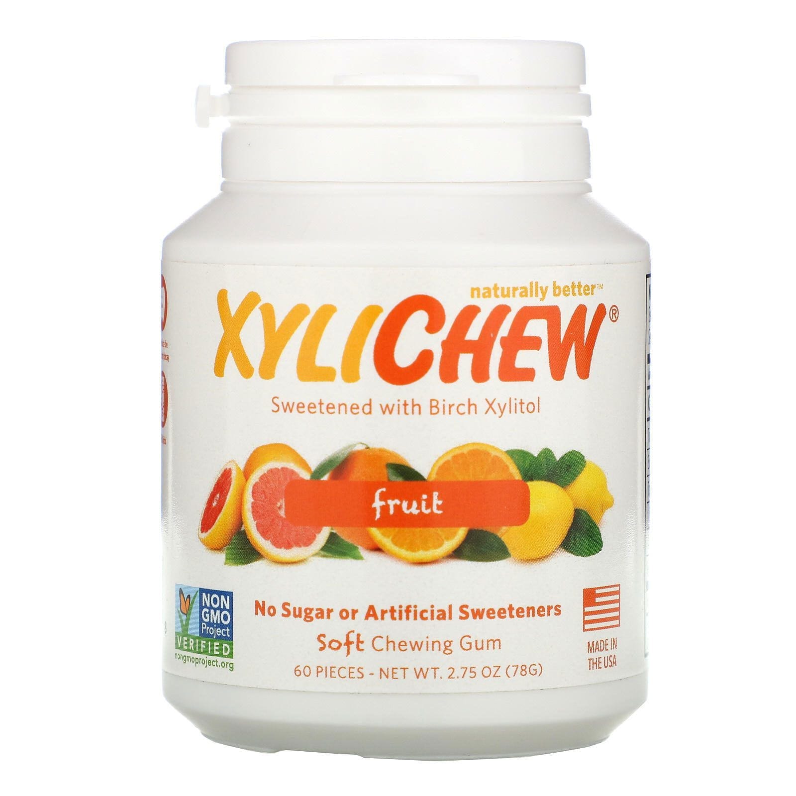 Xylichew, Naturalmente endulzado con Xilitol, Fruta, 60 piezas