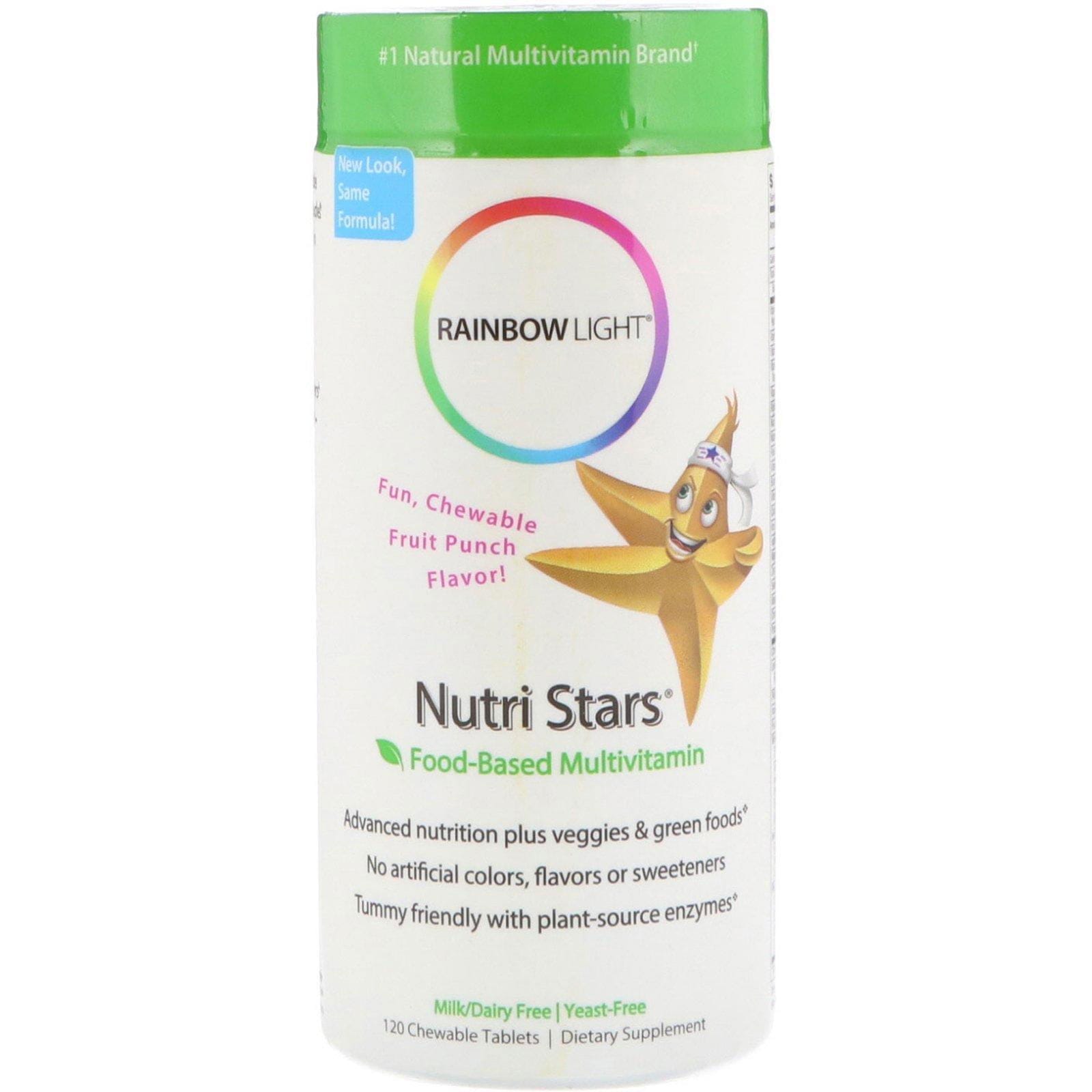 Rainbow Light, Nutri Stars, Multivitaminico masticable, delicioso sabor Fruit Blast, 120 pastillas masticables