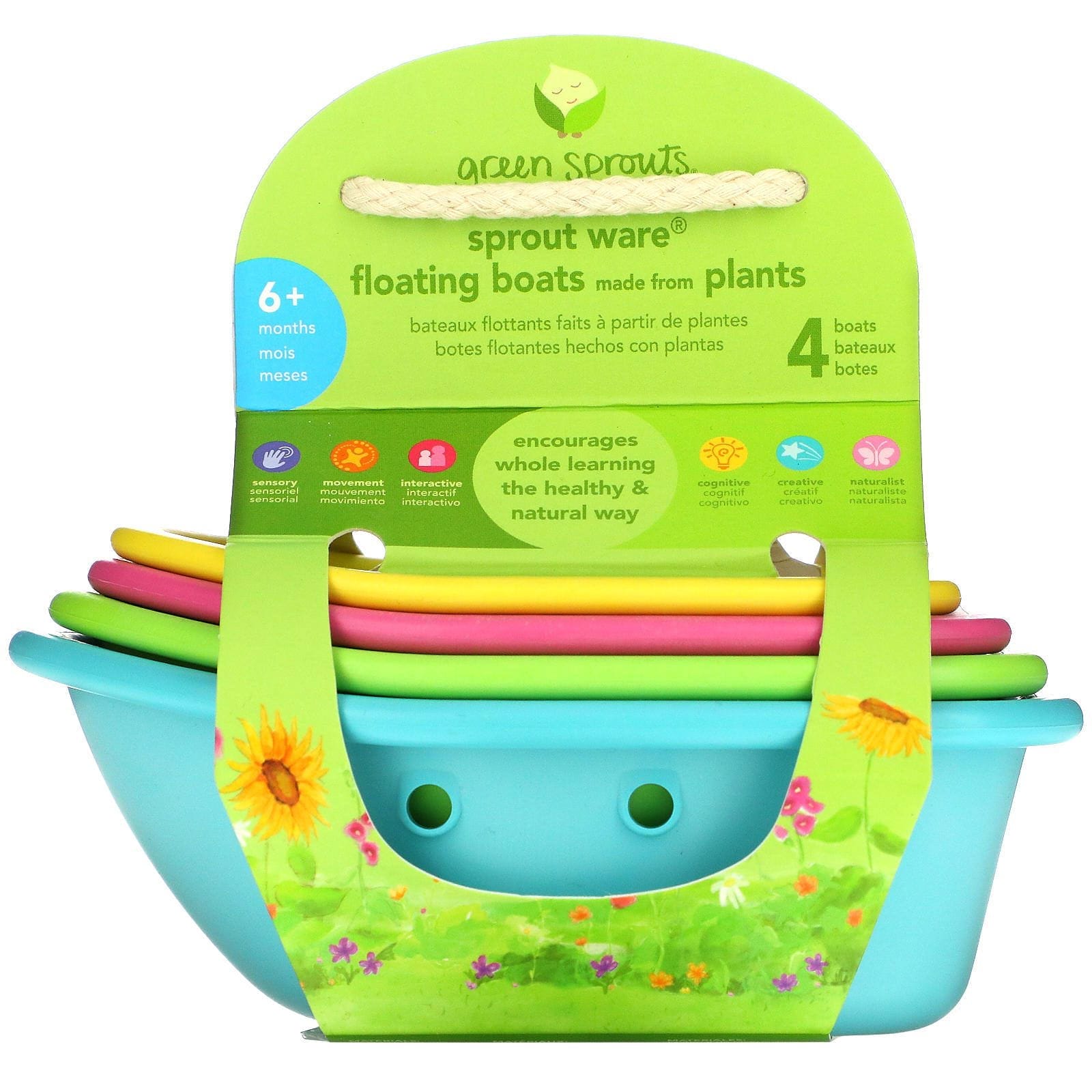 Green Sprouts, Sprout Ware Floating Boats, 6+ Months, Multicolor, 4 Count
