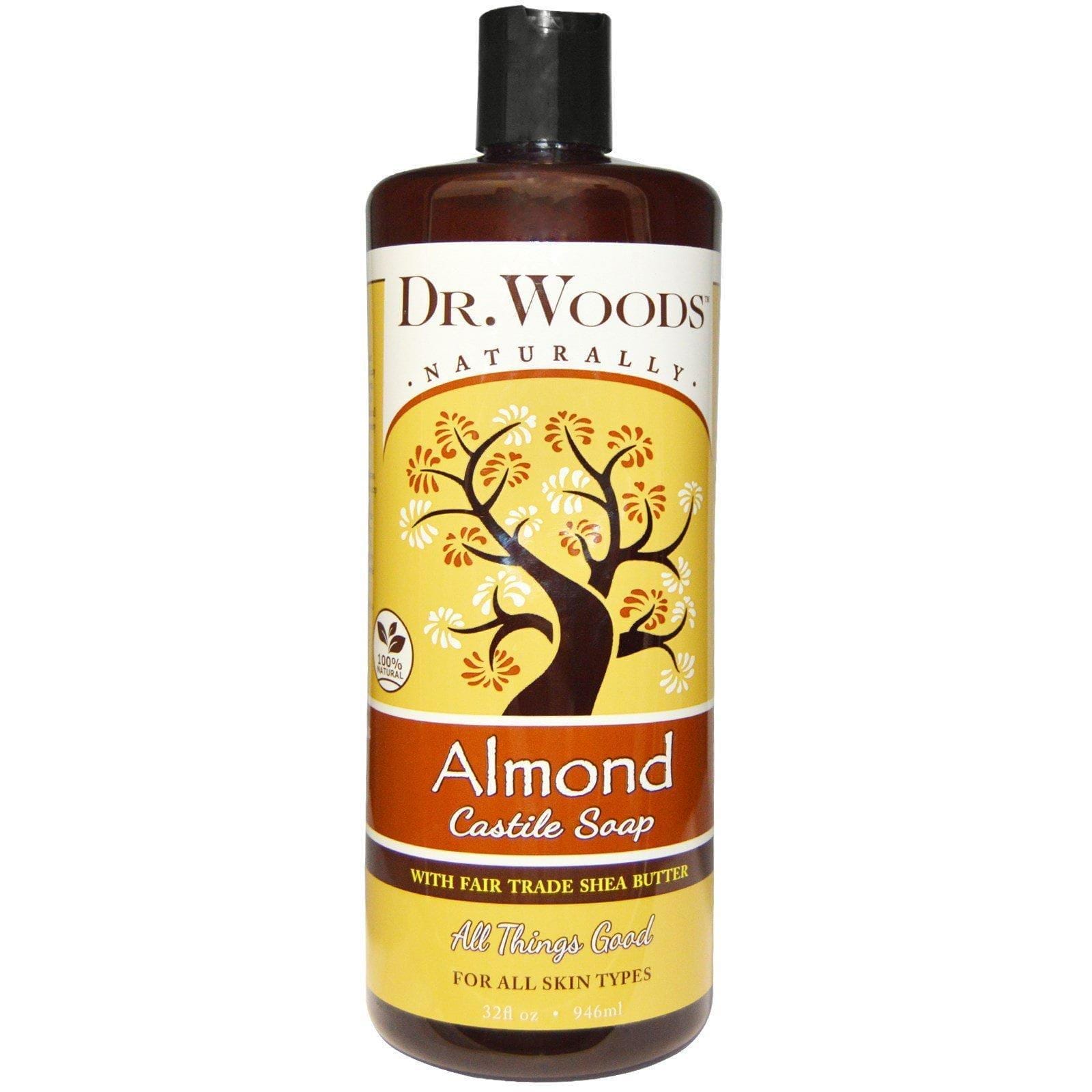 Dr. Woods, Jabón de castilla almendra, con manteca de karité de comercio justo, 32 fl oz (946 ml)