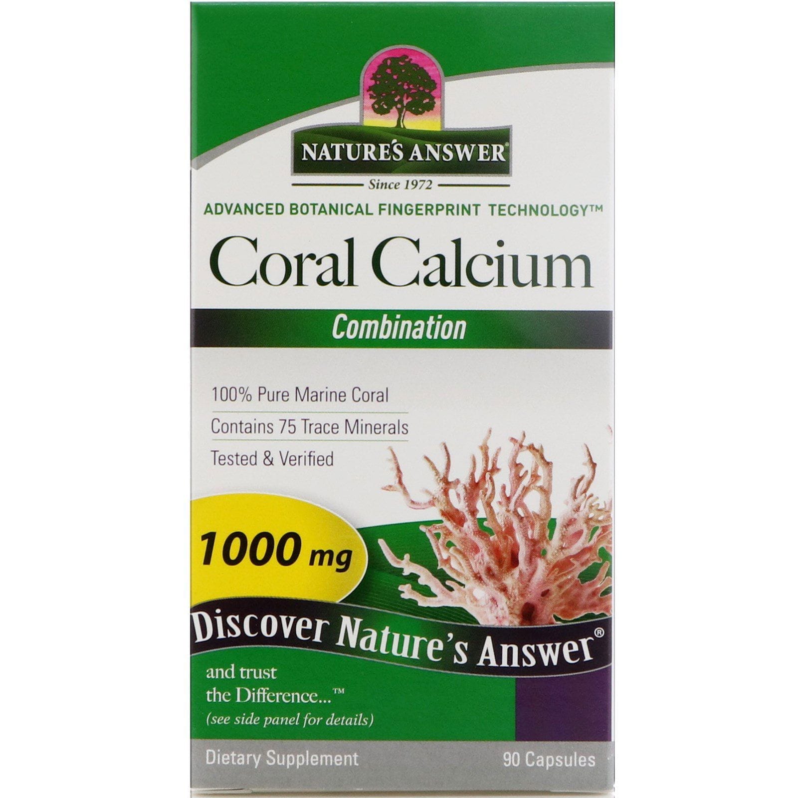 Nature's Answer, Coral Calcium, combinación, 1000 mg, 90 cápsulas