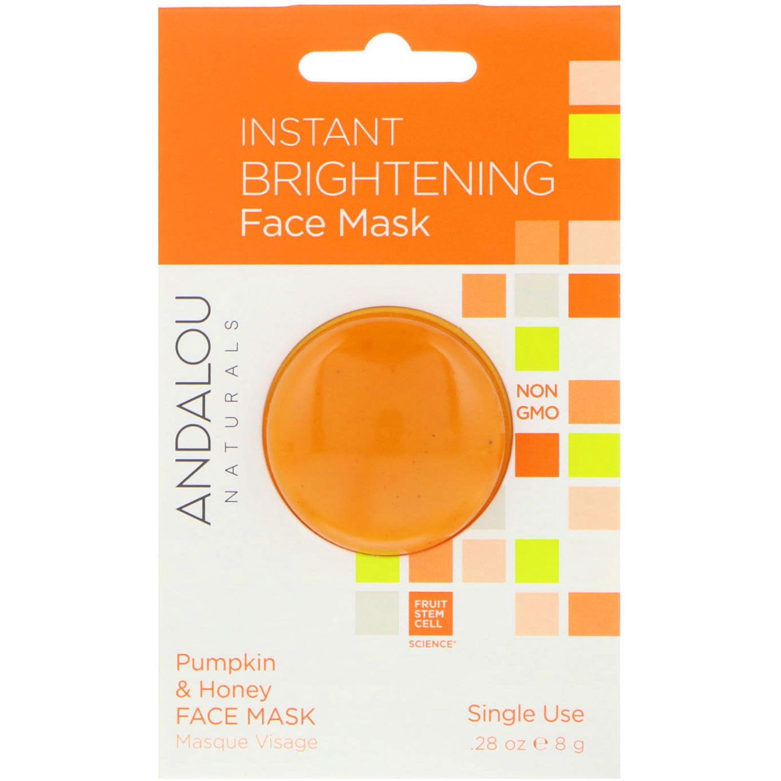 Andalou Naturals, Máscara facial instantánea, calabaza y miel, .28 oz (8 g)
