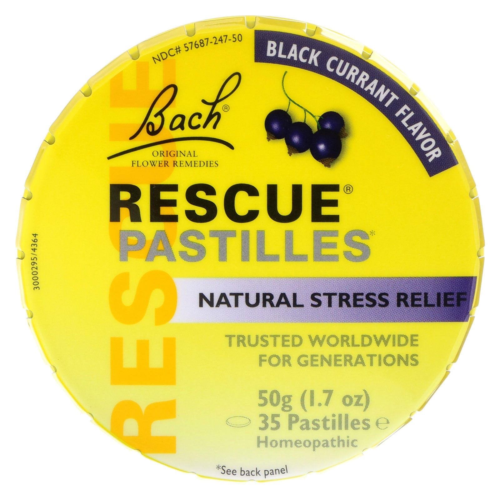 Bach, Original Flower Remedies, Rescue Pastilles, Natural Stress Relief, Black Currant Flavor, 35 Pastilles, 1.7 oz (50 g)