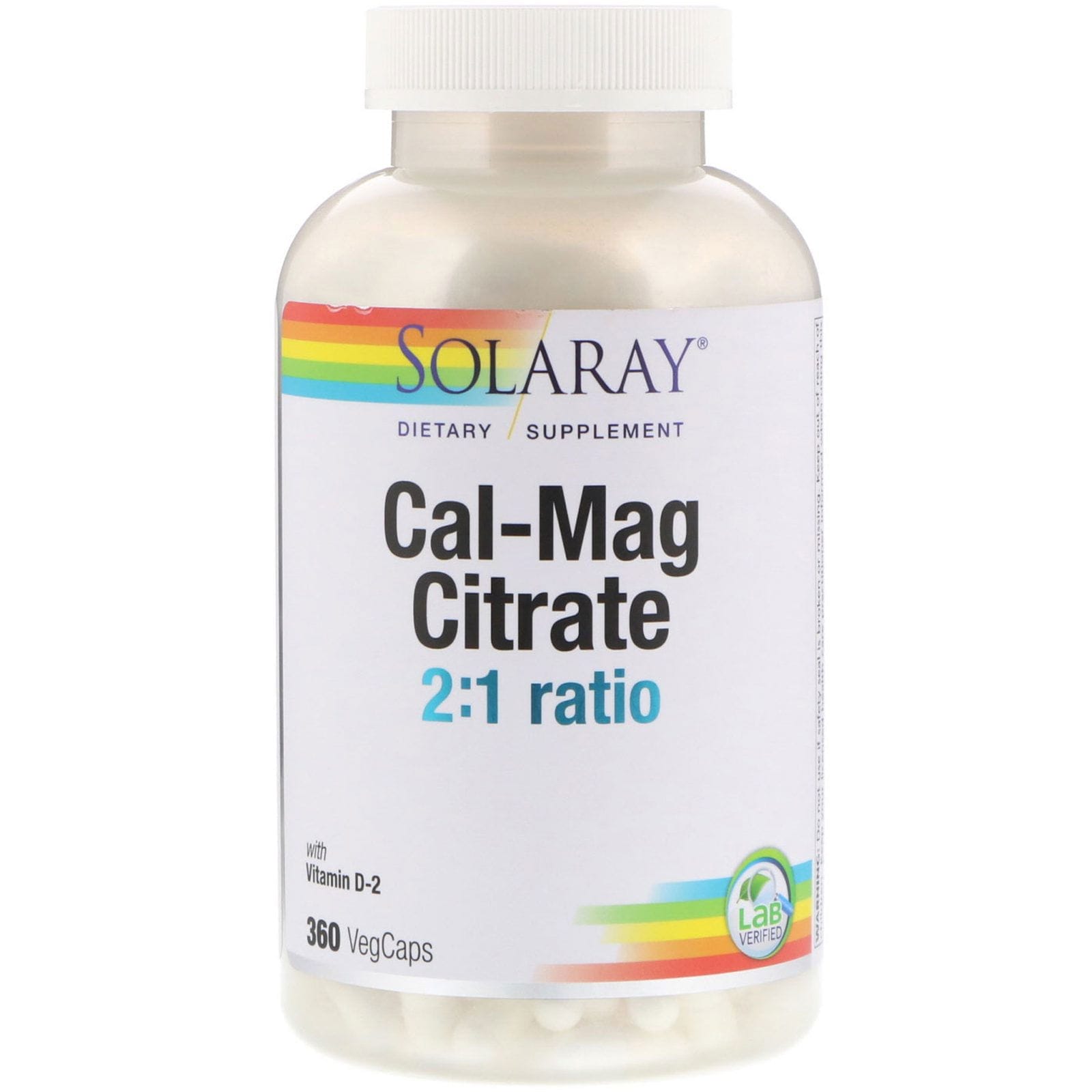 Solaray, Proporción 2:1 de citrato de Cal-Mag, 360 cápsulas vegetales