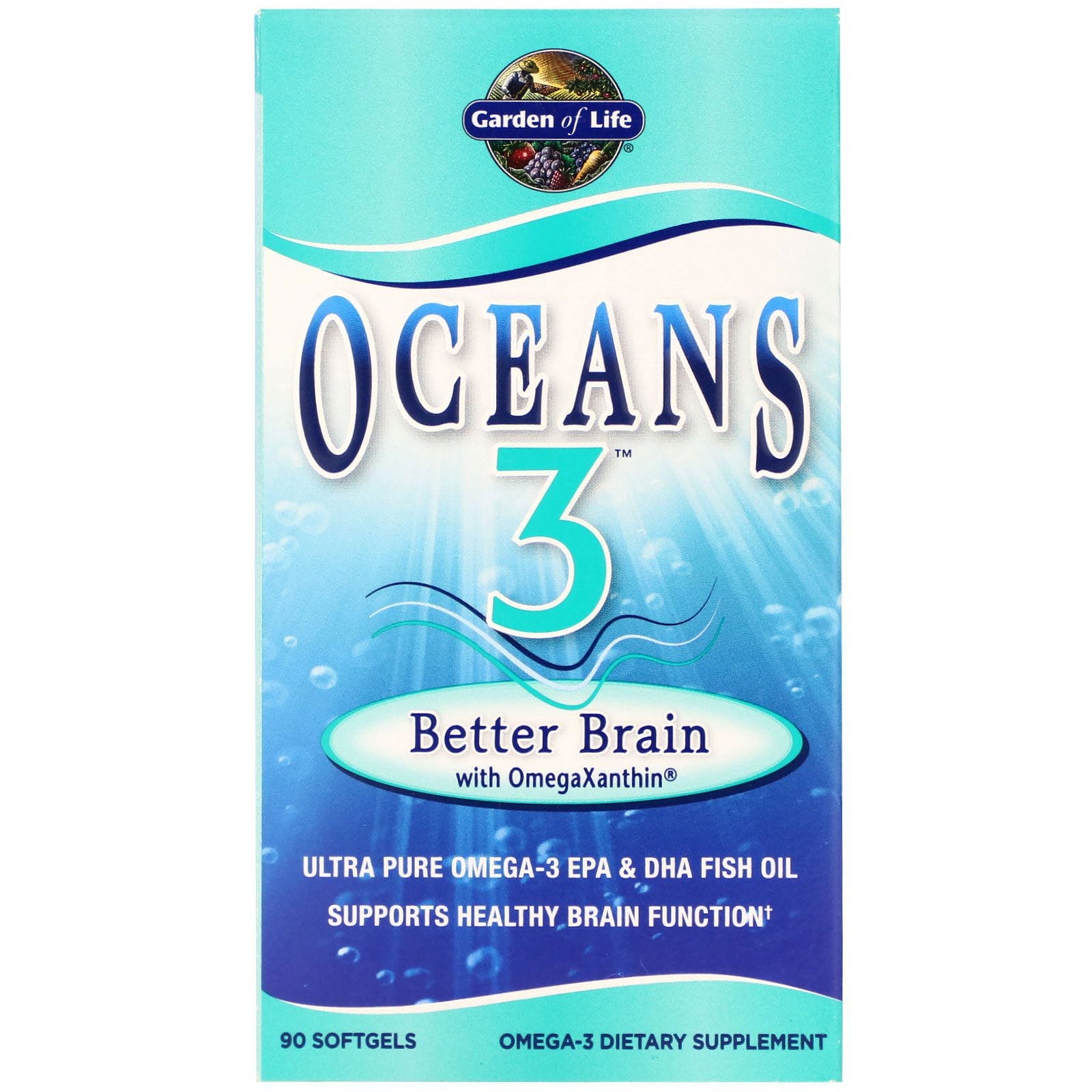 Garden of Life, Oceans 3, Mejor Cerebro con OmegaXantina, 90 Cápsulas de Gel Suave