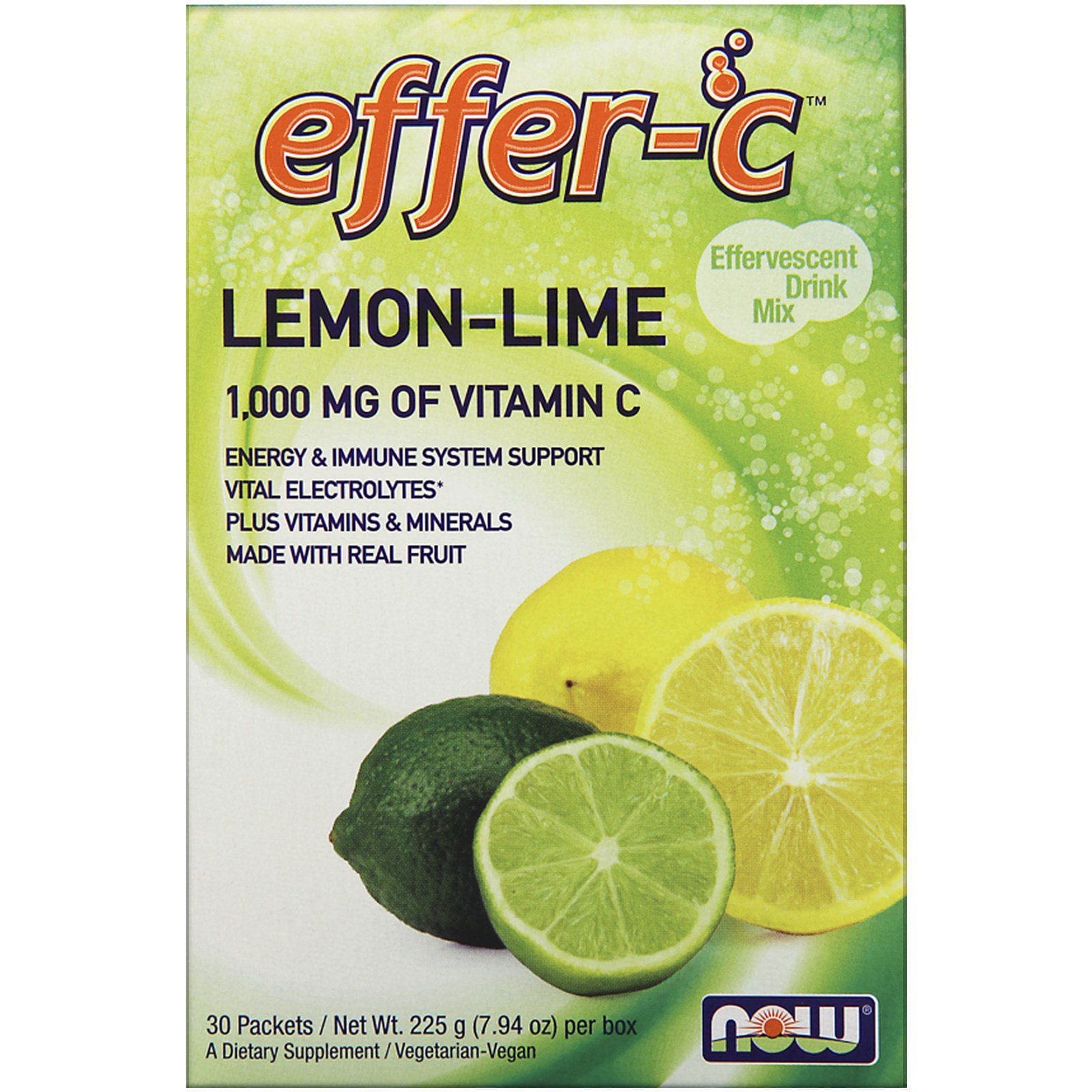 Now Foods, Effer-C, mezcla bebible efervescente, 30 paquetes, 7.5 g cada uno