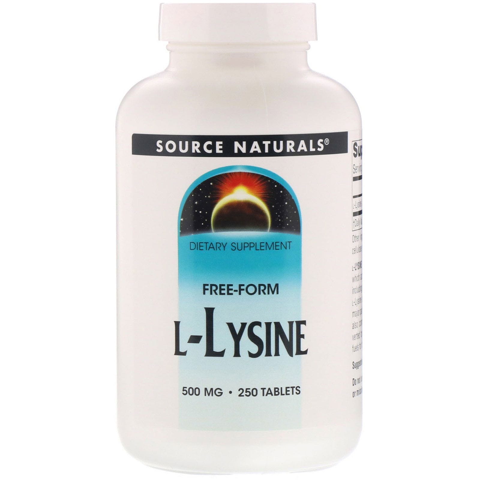 Source Naturals, L-lisina, 500 mg, 250 tabletas